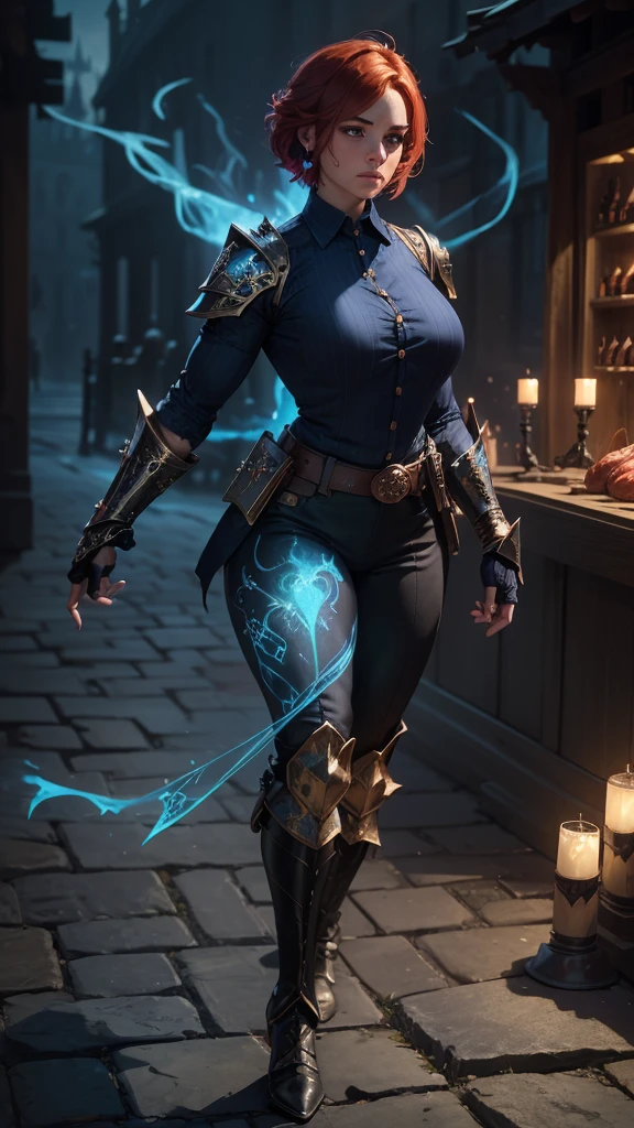 Curvy Elizabeth, small boobs, huge hips, (BioShock style), face detailing, ultra quality, (blue purple light), ((dark brown shirt mini dress, see through)), ((see through)), jacket, belts, face detailing, ultra quality, stockings, ((huge puffy nipple)), ((strong stance)), no panties, in catacombs, (magic sphere, magic electrics gloves), (steampunk armor)