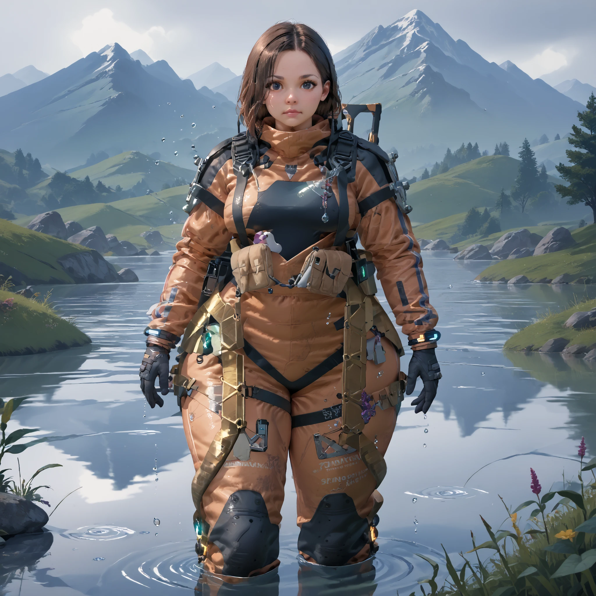 score_9_up,score_8_up,score_7_up,score_6_up,score_5_up,score_4_up,zPDXL,
standing,front view,
bridgesuit,triangle,raining,water drop,reflection,grass,mountain,perfthig, curvy, plump, thick thighs, wide hips, thin arms, narrow shoulders, petite