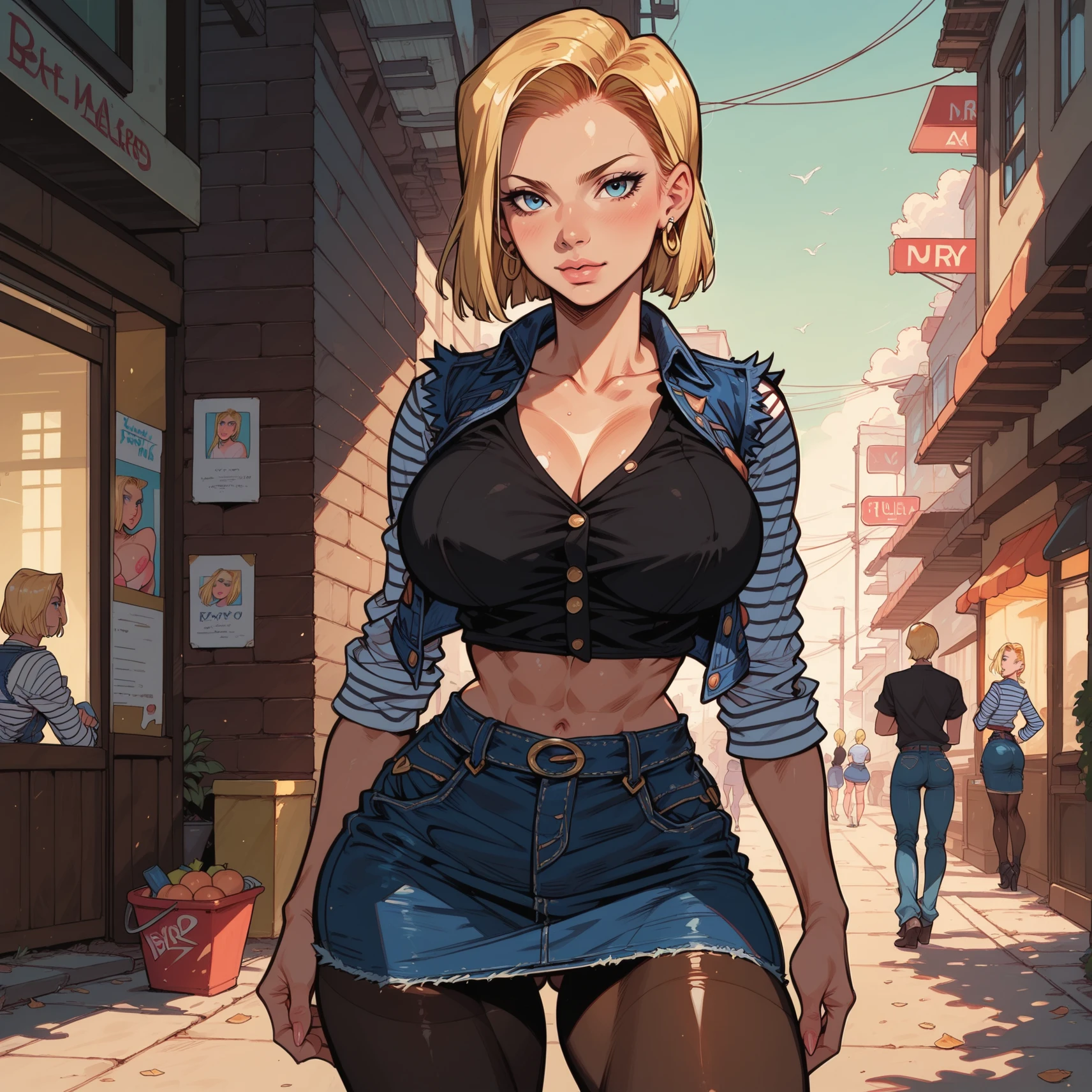 (masterpiece, best quality), intricate details,
1girl, <lora:gwen_1.5:0.8> gwen stacy, blonde hair , blue hair , short hair, animification ,eyebrow piercing
<lora:kirlia_v1:0.8> naked overalls, bare shoulders, side boob, cleavage,