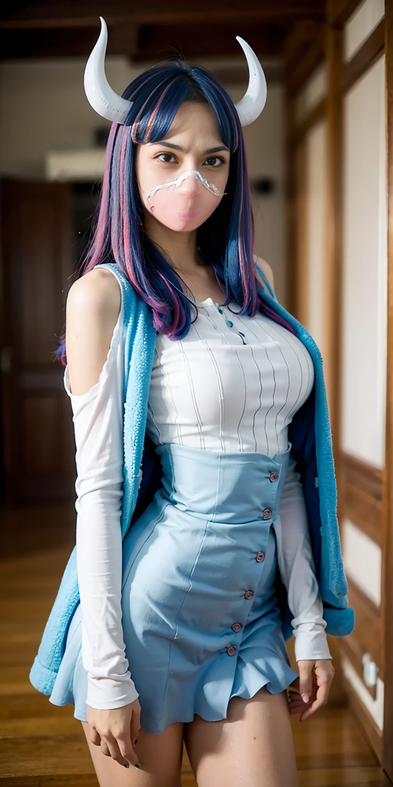 See-through sailor suit、Big Tits、Transparent nipples、Sheer skirt、Badminton court、Pussy line、Purple Hair