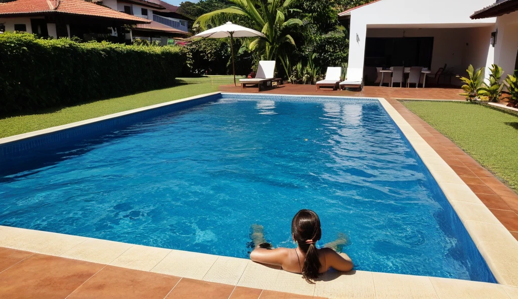 (Best quality,4k,A high resolution,Masterpiece:1.2),ultra detailed,Realistic:1.37,ocean liner,ocean,Solar,Windless weather,deck,swimming pool with sun loungers,Tourists,enjoying,rich,Carefree people