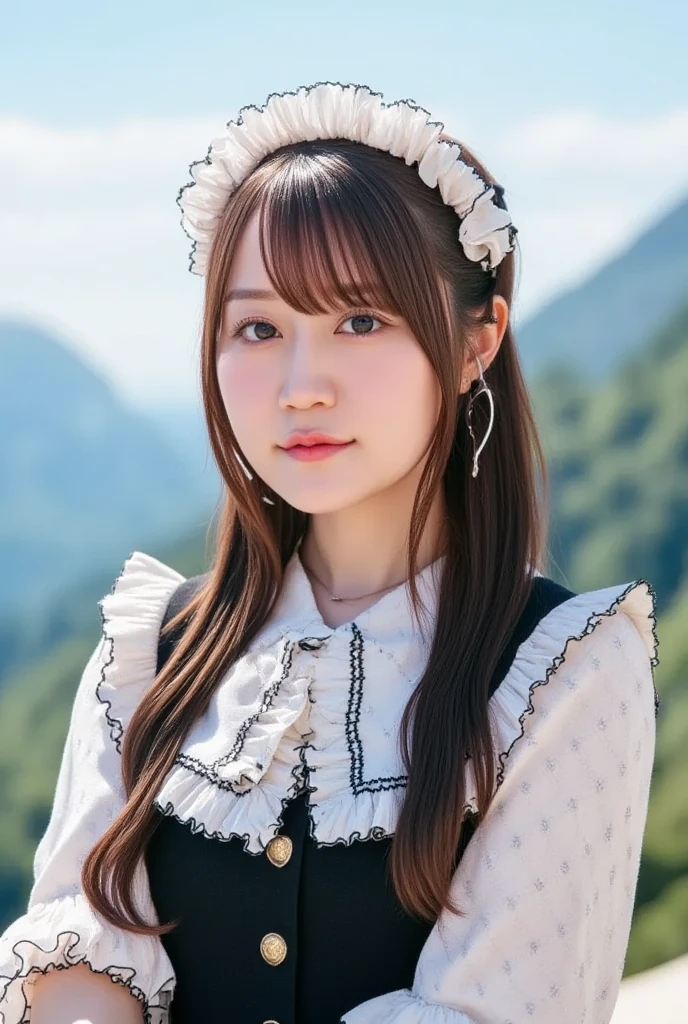 Lapis Fae, 1 girl, alone, look at viewer, Blush, smooth, glove, upper body, braid, headband, outdoor, Chapped lips, sky, day, Raise your hand, pink eyes, armor, tree, Cover the navel, blurred background, Put your hands on your own chest., shoulder armor, side braid, breastplate, red armor