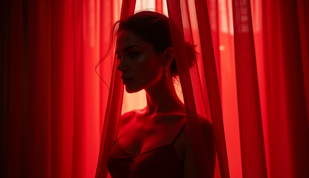 Swallowed by Red, Portrait of a Beautiful Young French Woman, Intricate details, Modern, 16K, The art of math, Art Station, Movie Lighting, vivid, Professional 3D Model Simulation Movie Photos, Portrait of a Beautiful Young French Woman, Faded films, Desaturation, 35mm Photo, Granular, Vignette, High quality, Kodachrome, Rama Photography, dyeing, Very detailed, Footage of discovery . Octane Rendering, Very detailed, volume, Dramatic Lighting