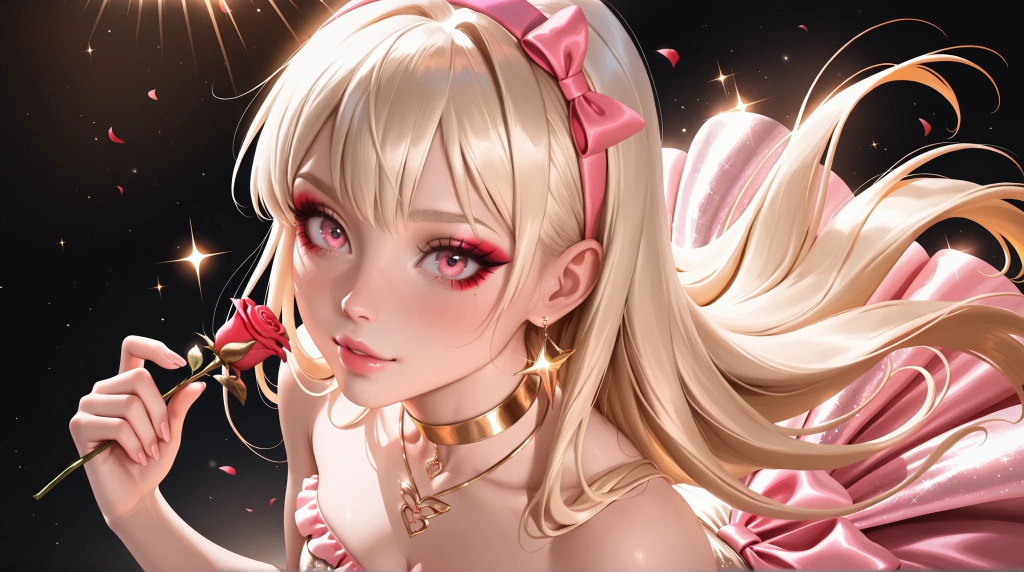 ((masterpiece)),high quality,Extremely detailed,Blonde+White clothing:1.2,Sweet and delicate girl,Bijai,Lolita prostitute,Exquisite facial features,Perfect body,Pearl decorated face,There are bubbles around,Bright colors,Romantic long hair,Natural light,Warm and sweet,Brown eyes,Gorgeous hair accessories,Pink clothing