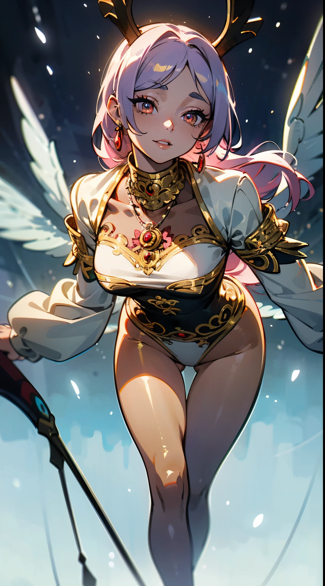 top quality、Top image quality、masterpiece、girl ((Over 20 years old、Medium bust to large bust、More mature、obsessed、tempting pose、Breasts wide open、long pink hair、graph、charming figure、Grand canyon、Silver transparent skirt mixed with modern sexy clothing、ideal girlfriend for love,恶魔girl、elegant gesture、Long leather boots、Sculpture))high quality、beautiful art、background with((fantasy palace scene))、visual art、depth of field、Diamonds adorn clothes、Full body female love、tempting pose、Sexual innuendo、sexual teasing、lace、Transparent skirt、fluttering skirt、Fix fingers