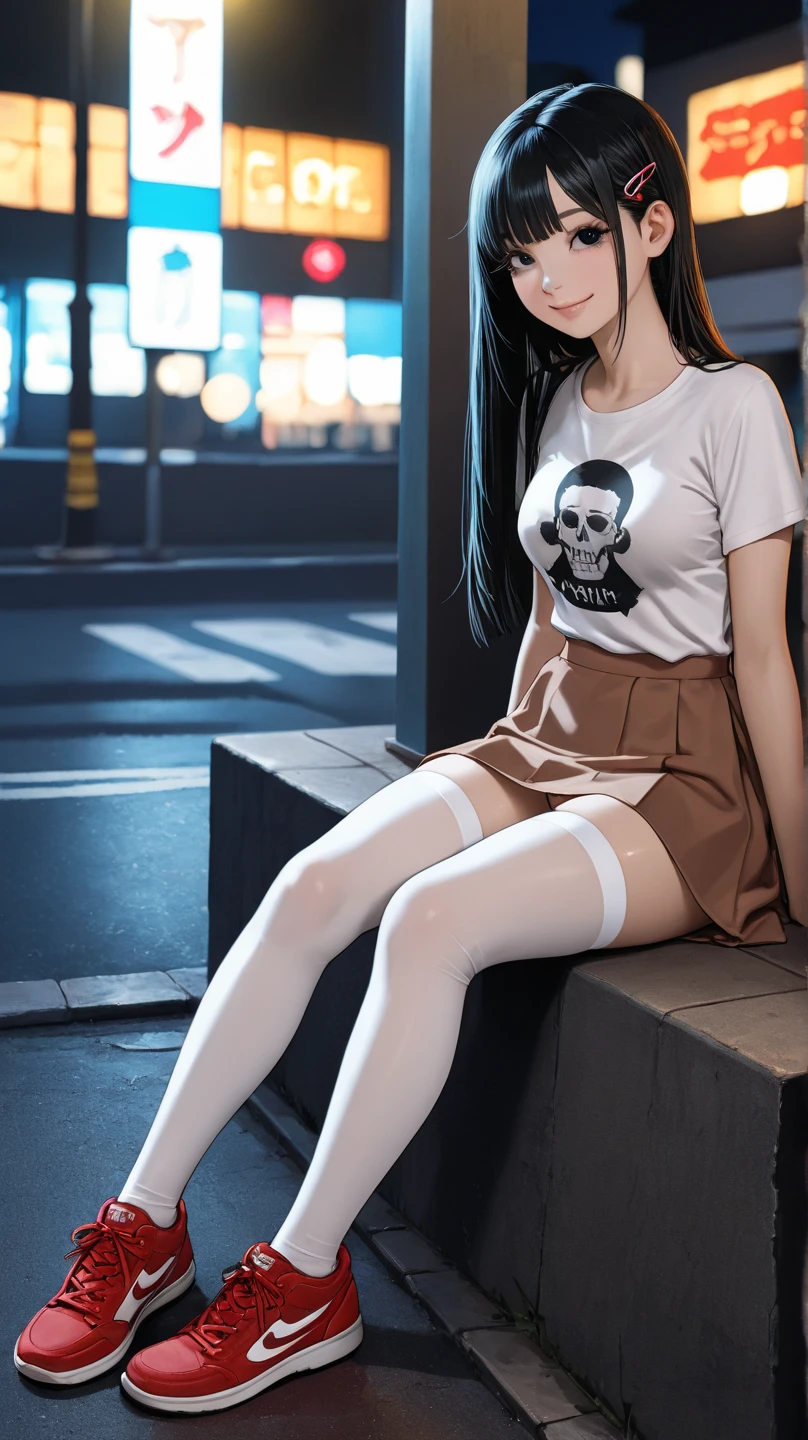 Wearing white silk heels,The seductive girl in a short black skirt revealing translucent panties inserted a popsicle into her mouth,Blushing while drooling,Popsicles in panties
