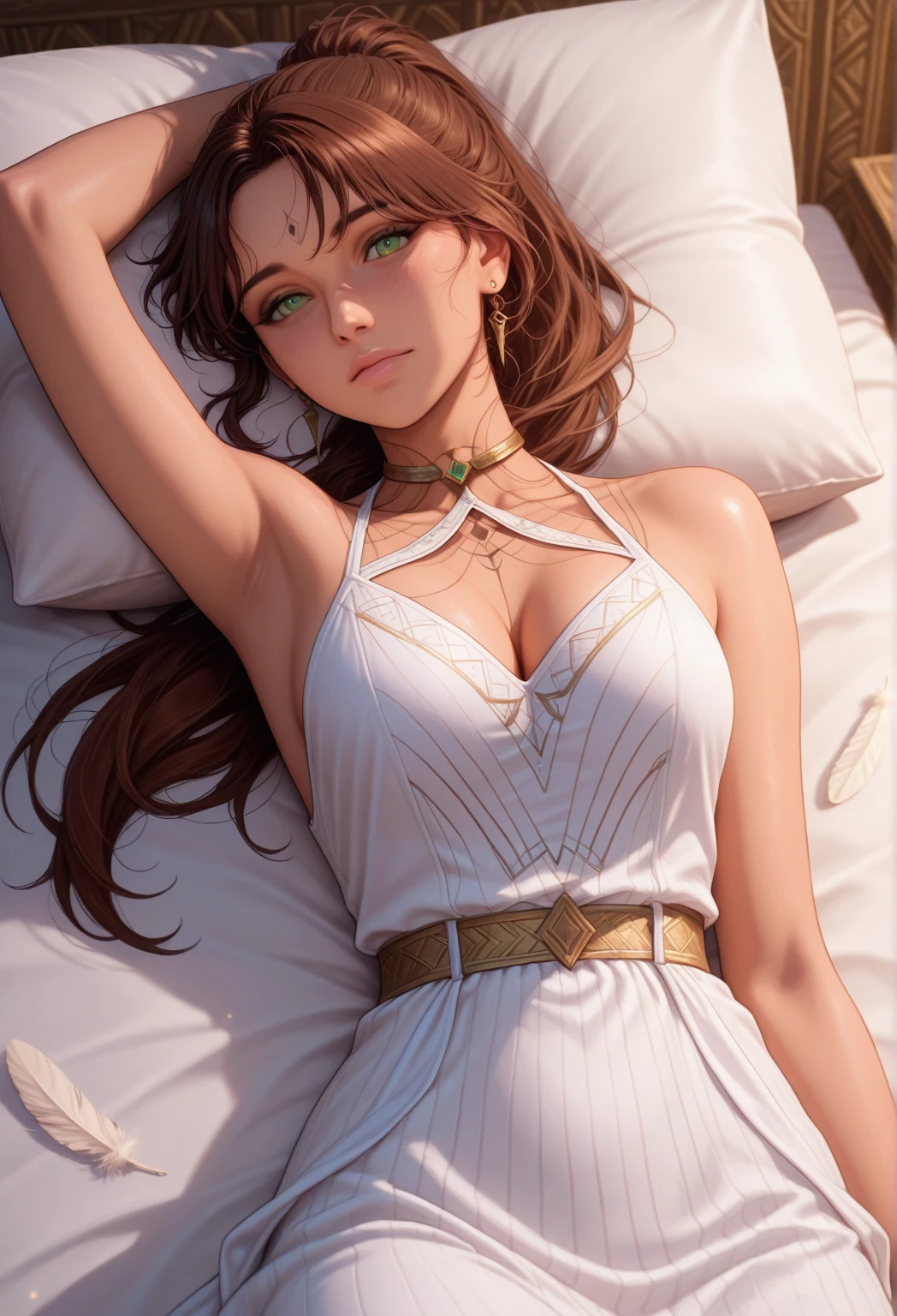 Highest quality, masterpiece, High resolution, Realistic, RAW Photos, 8k wallpaper, perfection, Professional and bright lighting, Very detailed,(Big Breasts),(Tight waist),(Slim and beautiful legs), whole body, ((View your audience)), Detailed face, Beautiful Eyes,(Completely naked)(Show your vagina)、Spread your legs out to the side,On the bed,Braiding,Ecstasy Facial Expressions