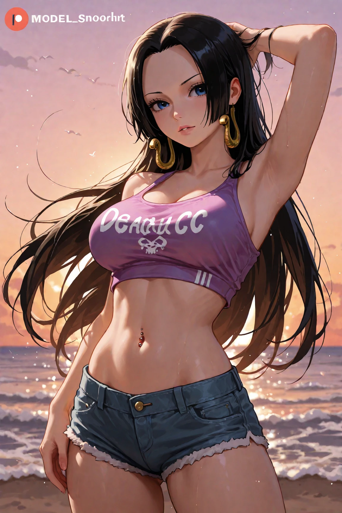 Linda mulher corpo definido detalhado usando cosplay do lufy, seios pequenos