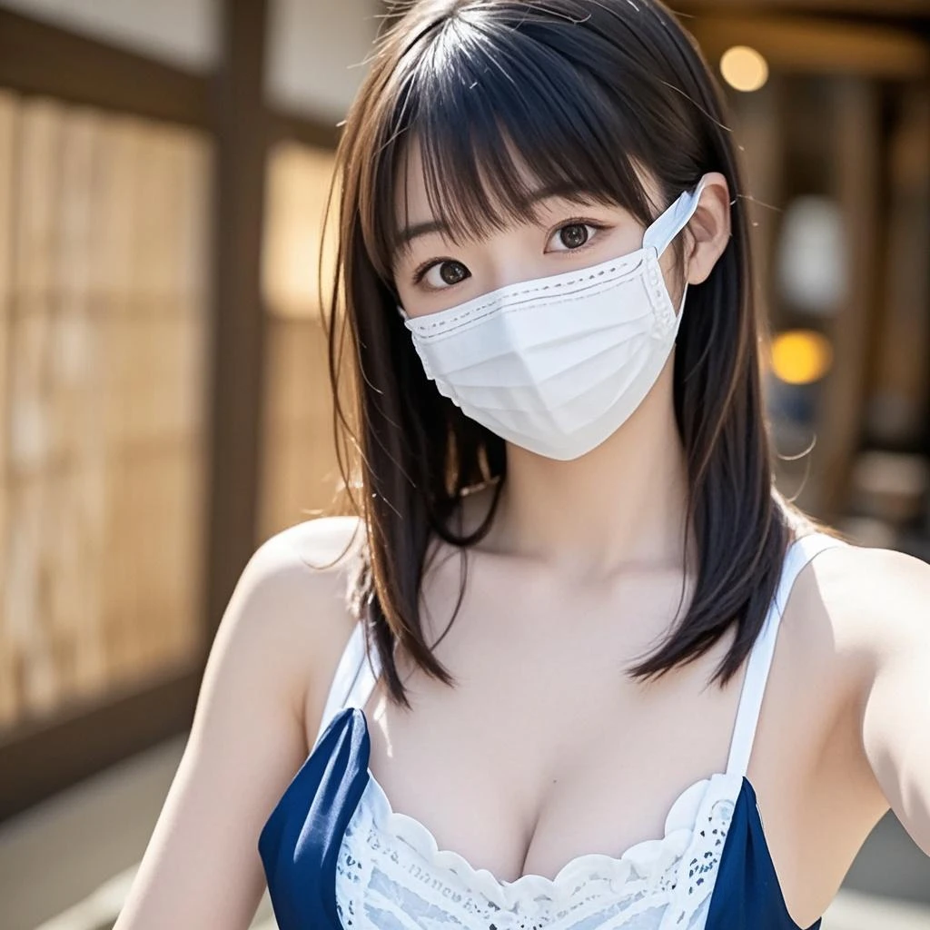 （（（（Full body nude））））、（（（（（Full Body Shot）））））、（（（（（On all fours）））））(8k, RAW Photo, Best Picture Quality, Masterpiece:1.2), (Realistic, Photorealistic:1.37), naturals, Ultra High Quality, Super Detail, Super fine, Fine Skin, Sharp Focus, bokeh, Glossy, Depth of Field, Shiny Hair, Shiny Skin BREAK の、Slim Japanese Gravure Idol、1 girl Japanese, milf, (30yo:1.5 ), smooth skin, no makeup, long hair, (light brown hair:1.2), black eyes, shiny eyes,Sexy Lingerie、looking away,(white mask:1.3)

