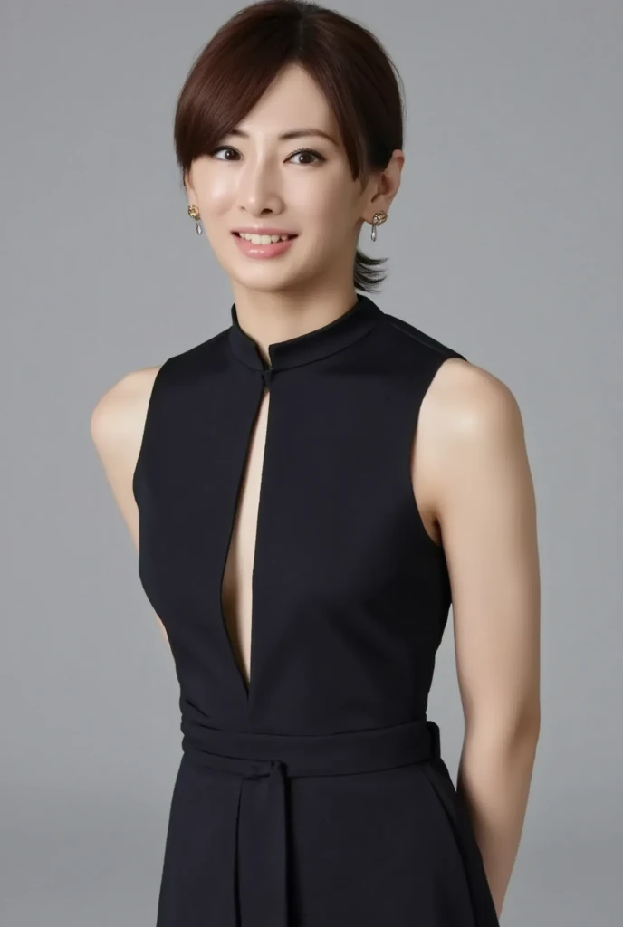 Japanese housewife in her 40s,Shortcuts,Flat Chest、Full body view