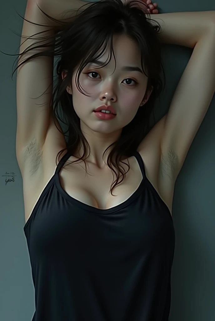 ((a dickgirl is squatting showing her armpit hair)),((Best Quality)),penis,NSFW,((photorealistic)),((absurd resolution,ultra high resolution,Highly detailed)),(glowing body),(Open mouth:1.4),((cry)),Screaming,(Brown eyes:1.2),(Beautiful detailed eyes),(Sweat:1.2),(full nude:1.4),(Pubic hair:1.6),(Spread legs),(Dark),arms up,Thick eyebrows,droopy eyes,straight eyebrows,Falling eyebrows,(Large iris),(Narrow face:1.2),(Plump lips:1.2),(Glossy lips),lip stick,((blush)),(beautiful japanese lady),1girl,(young),(Tall body:1.2),(slender),(curvy hips),(round hips),Muscular arms,Muscular legs,((wide forehead)),((Pulled back hair)),braid,Perfect Anatomy,(flat chest:1.35),Black medium hair,erect nipples,(Straight hair),(muscular:1.3),(Highly detailed face),(windy)