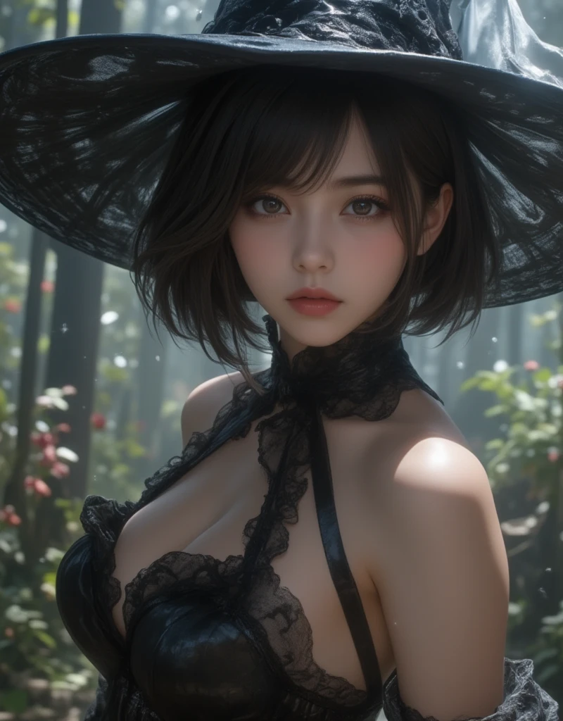 ((Medium shot:1.5))), photo of  a 30 years old, naked  (Heart ) (A stormy sky looming over a sprawling village, moonlight,midnight, dark, )))), ((tiny waist, medium hips, gigantic pointy  breasts:1.5)),(legs apart),( very long:1.5 (rainbow))(Classic chignon) )  wearing (metallic silver ) (tunic)(3D:1.3)
