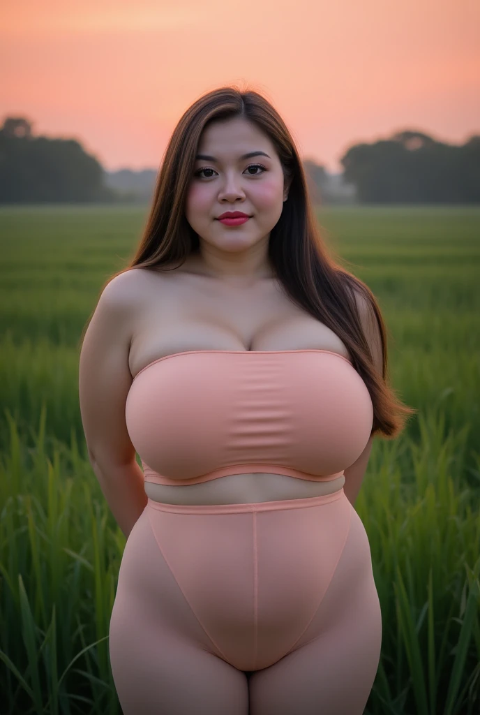 Indonesian woman, thick body, cold atmosphere ,bikini thick cheeks , full body , random pose, wavy short hair , thick hips, 40 years old , slightly fat arms , slightly fat belly , thick thighs pants