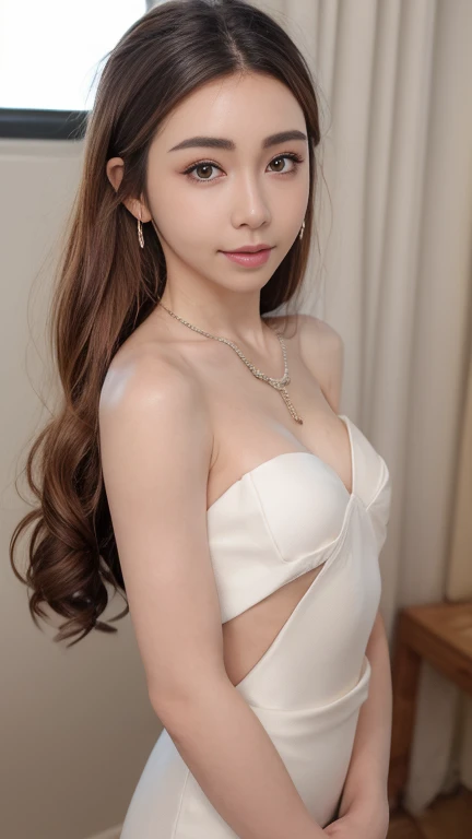 (masterpiece, best quality: 1.4), Detailed background, White crystal, crystal cluster,long hair,jewelry, earrings, necklace, crown, bride, small breasts