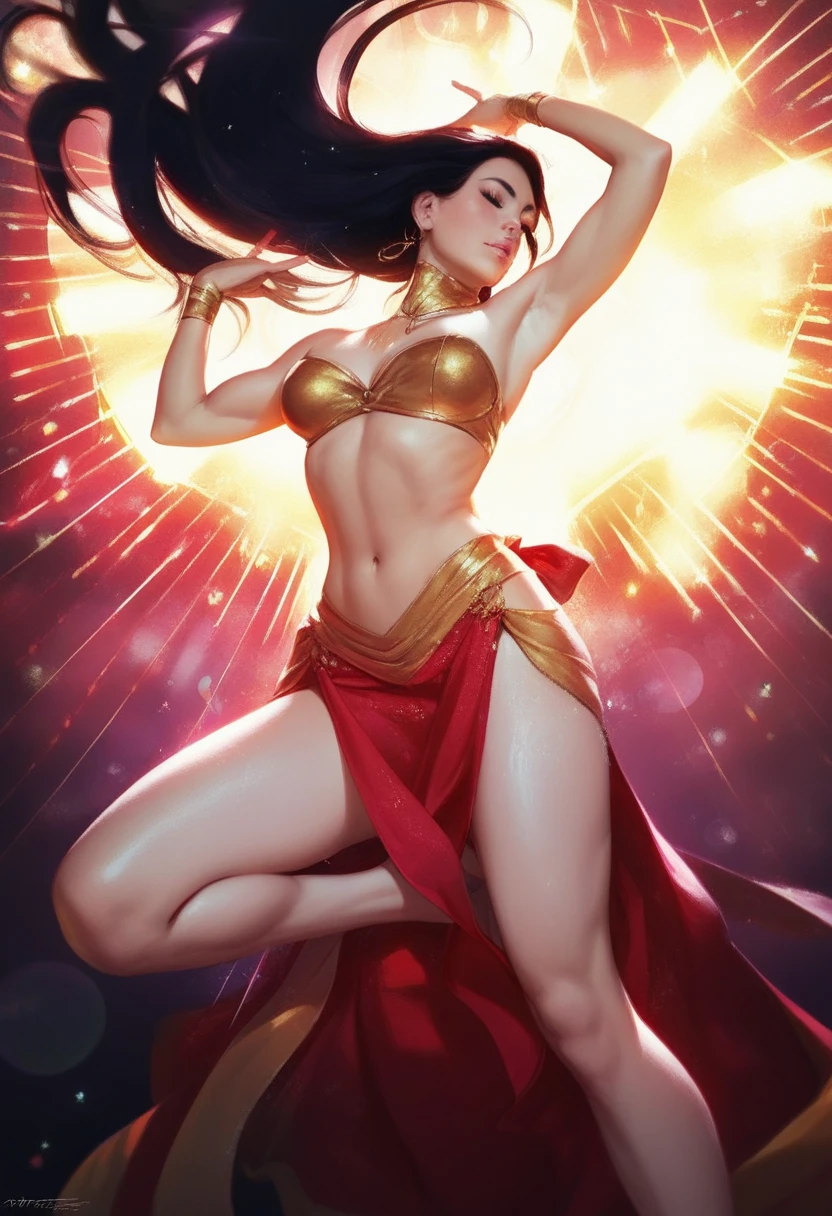 score_9, score_8_up, score_7_up, score_6_up, score_5_up, score_4_up, source_anime, medium shot, sexy curvy voluptuous female human warrior wizard, holding power staff, using magic, hentai, medium shot,