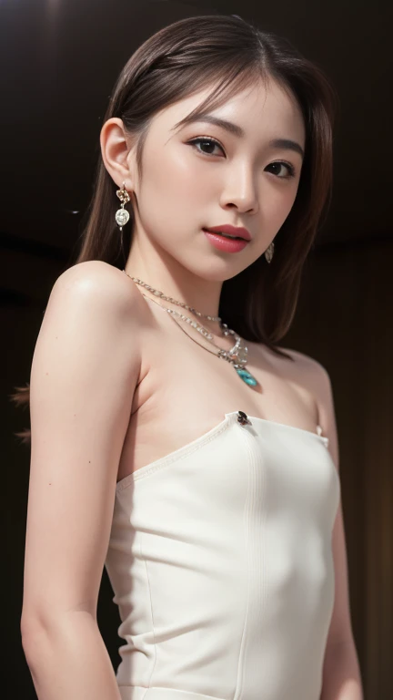 ultra realistic 8k cg, picture-perfect face, flawless, clean, masterpiece, professional artwork, famous artwork, cinematic lighting, cinematic bloom, perfect face, beautiful face, beautiful eyes, ((perfect female body, narrow waist)), white hair, red eyes, gorgeous queen, royal, divine, goddess, godlike, (royal palace), fantasy, dreamlike, unreal, science fiction, huge breasts, beautiful clothes, lace, lace trim, lace-trimmed legwear, nsfw, breasts out, absurdly long hair, very long hair, (rich:1.4), prestige, luxury, jewelry, diamond, gold, pearl, gem, sapphire, ruby, emerald, intricate detail, delicate pattern, sexy, charming, alluring, seductive, erotic, enchanting, hair ornament, necklace, earrings, bracelet, armlet,pink hair, twintails, collar, earrings, bedroom, grin, eyelashes, cinematic lighting, night, depth of field, lens flare,
