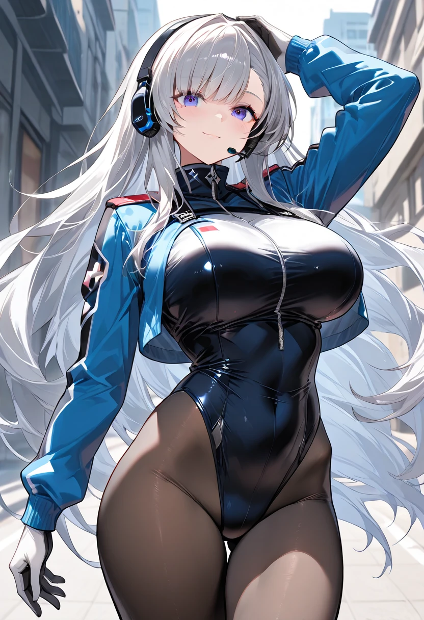 (((highest quality、first-clasasterpiece、Normal body、8k、Detailed face、Ultra-precision、Normal hand、Normal finger、5Finger、)))Brightly colored hair、Silver Hair、Shortcuts、A tight, revealing pilot suit、Thin leotard pilot suit、See-through high-cut pilot suit、Change of clothes、Starts taking off pilot suit、Lower the front zipper of the pilot suit、Grab the zipper on your chest、Showing off、White pants、White bra、Postures that emphasize the chest、Salute while taking off、Salute and unzip your zipper、Nipples勃起、Nipples、Blushing and shyly, I salute and open the front zipper.、Even though I'm embarrassed and trembling, I can't resist orders.、tears目、tears、Crying face、Embarrassed and crying、slave