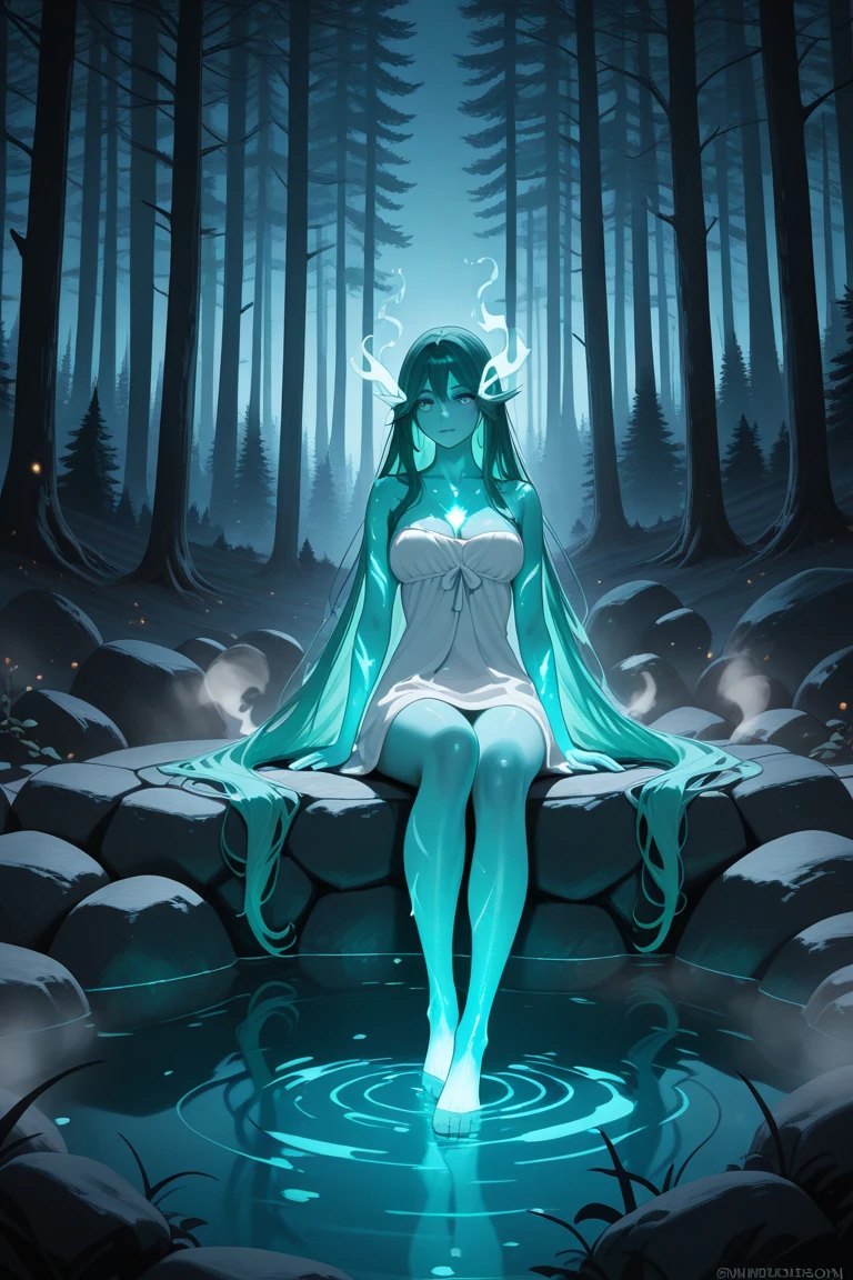 prengant,In the dark forest,Plenty of white liquid,Spread your legs apart,teary,Belly exposure,see-through transparent clothes,Painful expressions