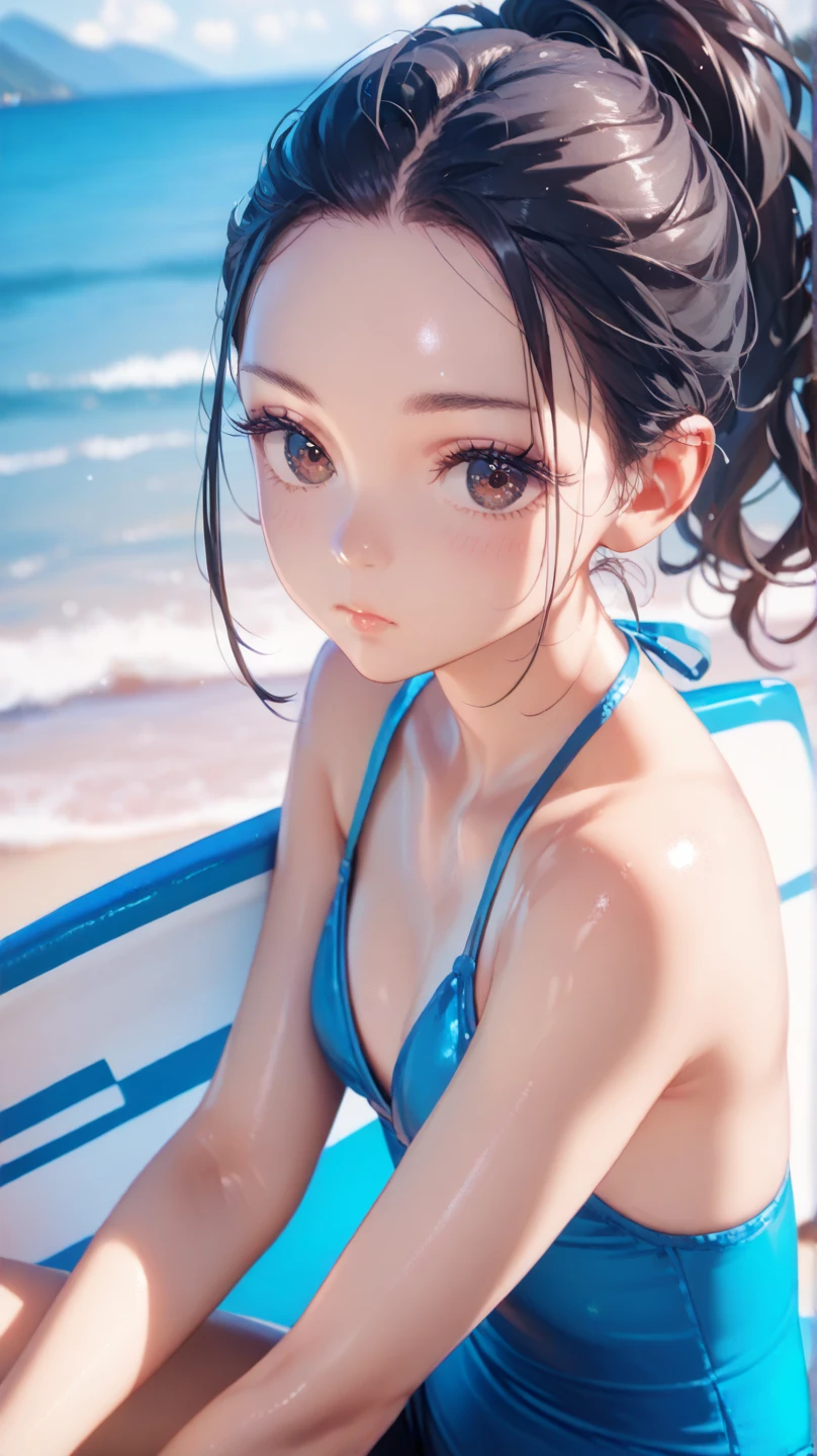 (Ultra High Resolution, Photorealistic, Realistic, Best Quality, Photorealistic),
((High Definition Skin)))),(Real person,Photo),
((Mix 4)),
(8K, raw photo, highest quality, masterpiece), (1 Japan girl), photon mapping, radiosity, physically based rendering, automatic white balance, ((face close-up, unforgettable smile, moist lips))), mastoid, watery eyes,
(blushing|cute and playful|adorable|skinny|loli|beautiful girl|16 years old|childish looks|under 16), ((small breasts,)),(Viewer),((irises and pupils are rounded,pupils reflect their surroundings,eyes are not the same size)))), (thin)))),sheer underwear, sexy lingerie, black hair, ponytail
