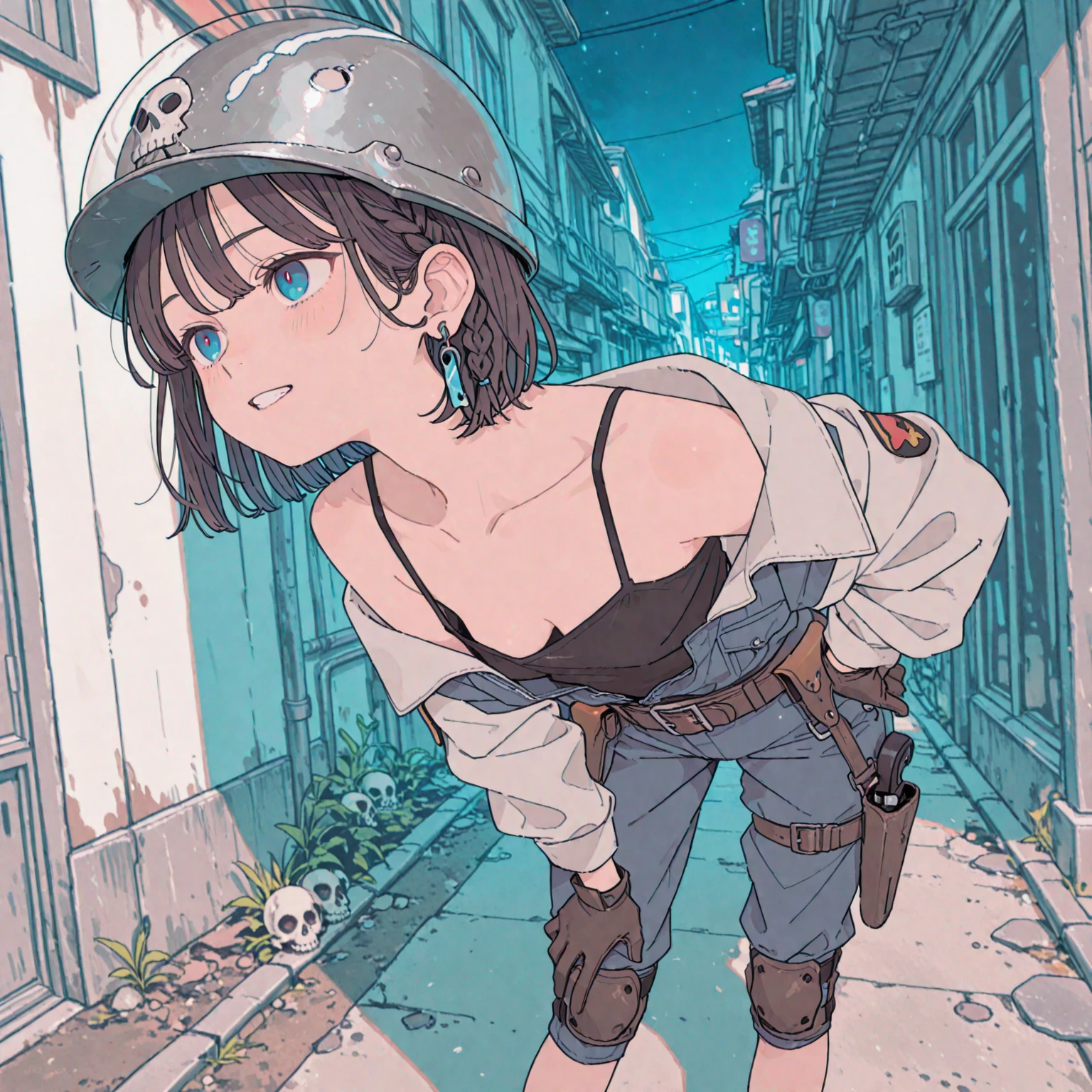 ((masterpiece))), ((best quality))), ((ultra-detailed)), (highly detailed CG illustration), ((extremely delicate and beautiful face)),(masked ), cinematic light, absurd clothes, 1 young girl, ((character sheet)), concept art, ((full-length)), (masterpiece:1.2), (best quality:1.3), 1man, standing, (single background, white background: 1.3),(CHARACTERS OF THE POST-APOCALYPTIC WASTELAND WORLD)))), (( Characters WANDERERS RAIDERS)), ( MAD MAX concepts))))), (( beautiful face)), (( high-quality face)), ((((beautiful anime eyes of the characters))) , (high-quality anime eyes of the characters), ((high-quality anime pupils)), ((beautiful anime pupils)), ((beautiful shape of anime eyes)), ( beautiful shape of anime pupils)), (( all faces with anime eyes)), ( simple anime eyes of the characters))))) ( naked skirt))) (( without panties)) , wet skin, water, ((( very erotic pose))) , (( post-apocalyptic wastelands))))