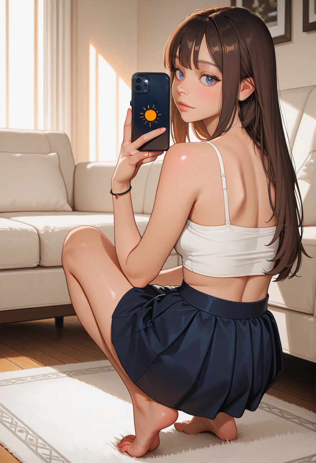 (masterpiece, high quality), several girls, , 14 year old schoolgirls, slim, flat chest, Gym locker room, (white panties), White T-shirt, (Group selfie), wide angle, soft light, cameltoe, , a little boy