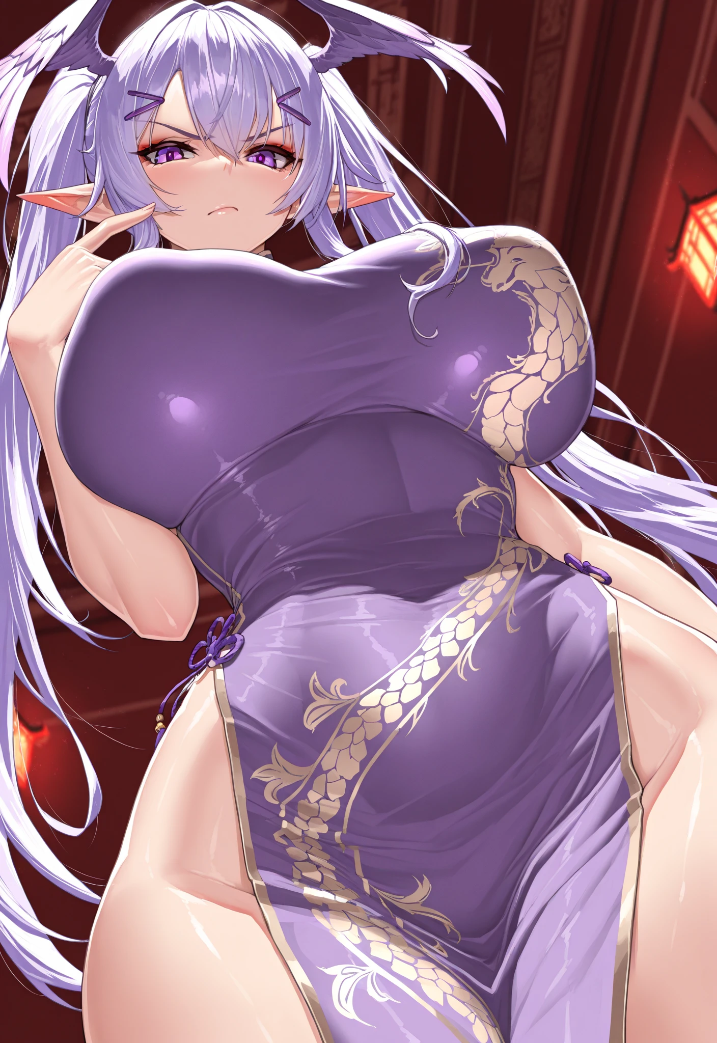 masterpiece, best quality, beautiful art, high resolution, well formed hands, body and fingers, 1 woman, solo, Imaizumi Kagerou, wolf ears and wolf tail, grown up, adult, big breasted, cleavage, full body, wearing a Bremerton kung Fu cruiser outfit, sexy and skimpy chinese dress , gorgeous legs and thighs, , ryona , in peril, she is slapped in the face and being beaten up by her opponent, knocked down, being slammed against the floor, receiving the impact of her opponent's attacks, closed eyes, screaming in pain and agony, ryona and perilous scene, bouncing breasts, weak and helpless, martial arts tournament on the beach