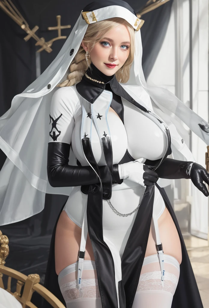 ((Masterpiece, Highest quality)), Detailed face, CharacterDesignSheet, full bodyesbian, Full of details, Multiple poses and expressions, Highly detailed, Depth, Many parts,Beautiful paladin girl,Holding a shield,Extremely beautiful,High Balance, Natural light, Lace,lacepantyhose,starrysky,White-silver hair,hentail realism, shadowing,character sheets, reference sheet, Standing painting, 8K, Super detail, 1080p, Women's HD,Slim,femele, 16k, A high resolution, Best quality, High quality, Anatomically correct, Masterpiece, ccurate, hyper HD,As graceful as a swan,unreal-engine, Ghibli-like colors, anime big breast, Standing painting, angle of view,Yarn skirt,ssee-through