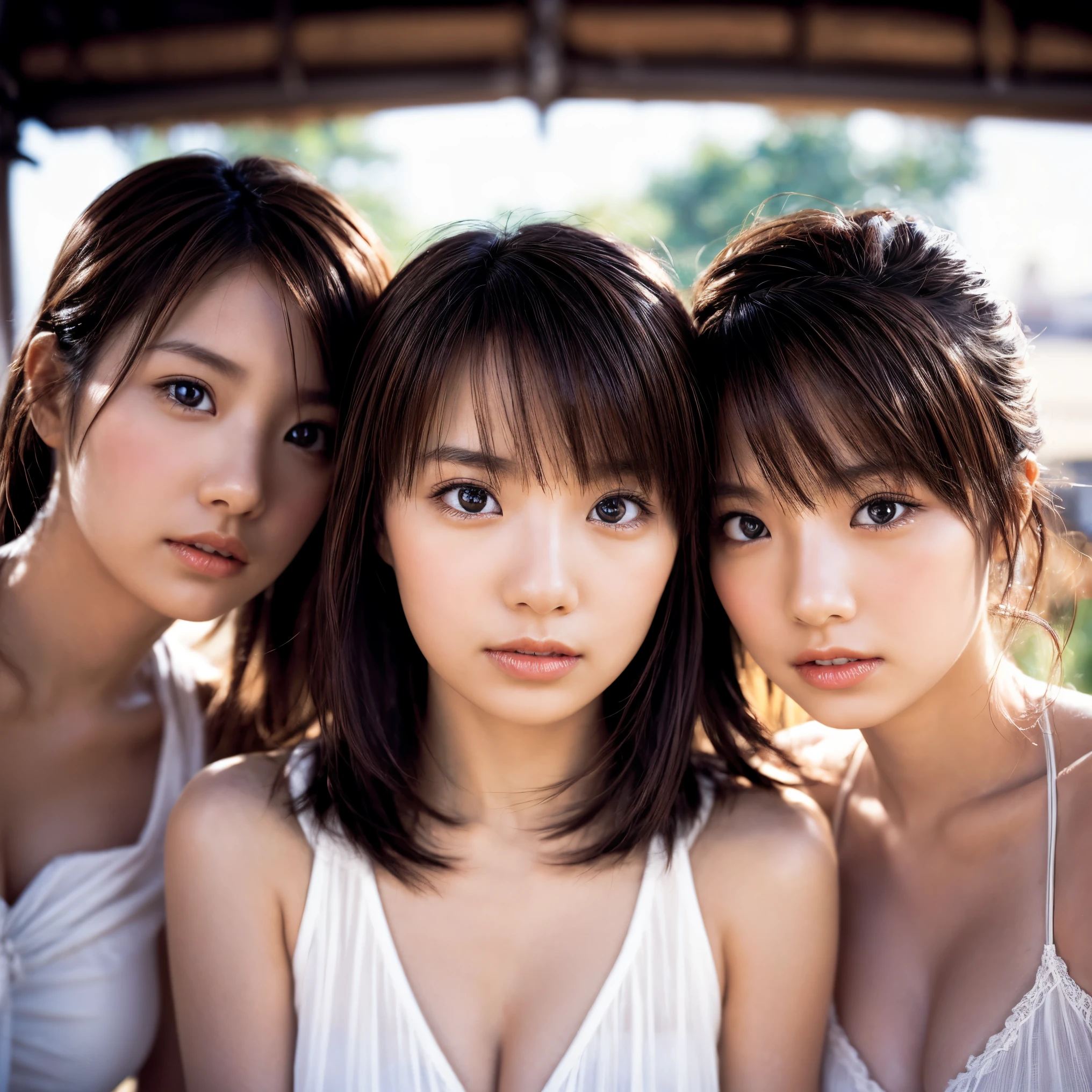 lens: 135mm f1.8, (Best image quality), (Tabletop: 1.1), (Beautiful 60 year old Japanese2Sisters of Man), (Moisturized lips), Narrow eyes, double eyelid, Delicate clavicle, Flat Chest, Shortcuts , (close:1.4) ), Embarrassment, faint smile, Dramatic lighting, (nude), (Sunburned skin: 0.2), Full body photo, Full Body Focus, Tight waist, Slim and slender figure、Anatomically correct、Live Action、smile、A neat and elegant woman、(((若い1boyとGroup Sexしています)))、Hug、Licking each other、caress、Group Sex