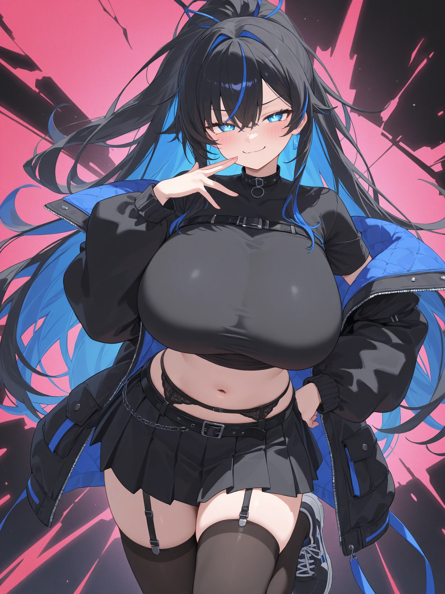 A beauty in stockings，a matural female，Translucent miniskirt，cabelos preto e longos，fearful expression，Tears in the eyes