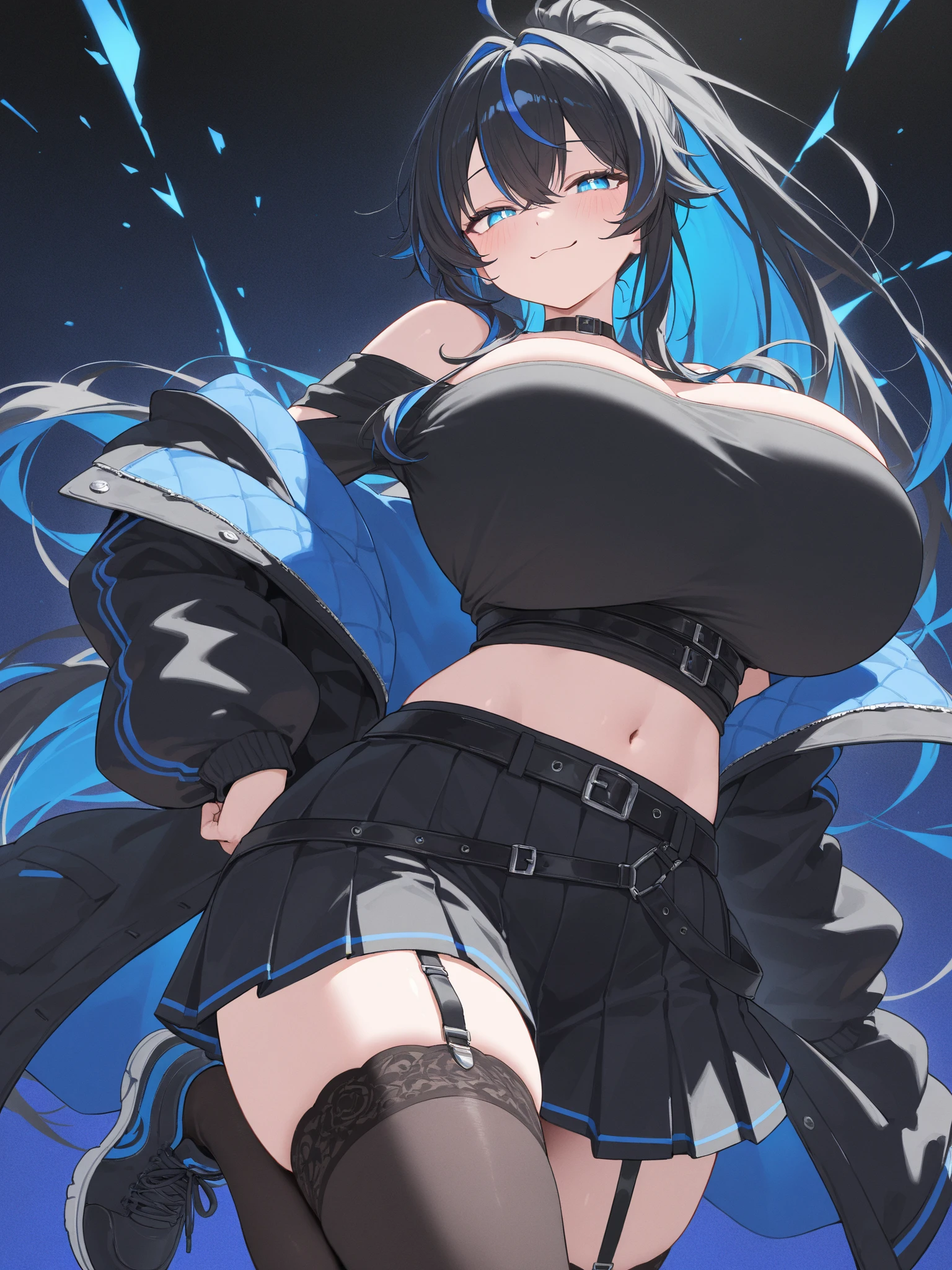 (gigantic cleavage breasts:1.5),lacepantyhose,black color hair,GTS,Rampage