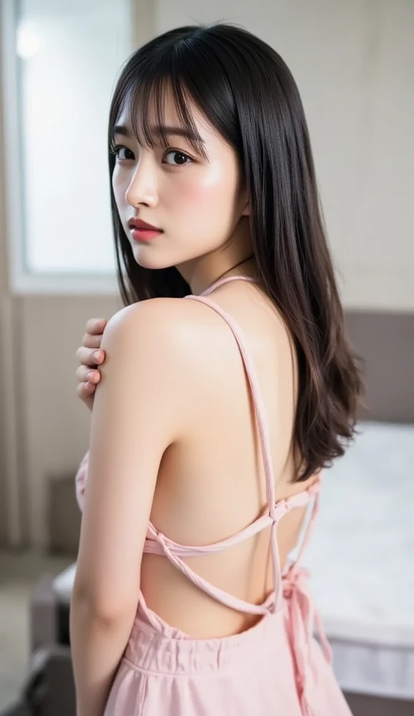 (8k, RAW photo, highest quality, masterpiece:1.2), Super detailed, super resolution, (realistic, realistic Photo:1.37), two women, High-definition RAW color photo, professional photos, 非常に詳細で美New, very detailed, 8k wallpaper, amazingly detailed, huge file size, official art, highly detailed CG unity 8k wallpaper, very detailed美New女の子, very detailed顔, very detailed目, very detailed肌, very detailed指, very detailed鼻, very detailed詳細な口 , perfect anatomy, very detailed背景, very detailed服, 1 girl, (20:1.2), 20th generation, cute girl, realistic body, The beauty of slim abs, Fair skin, glowing skin, slender body, long slender legs, handsome body, shiny light brown hair, Feminine adult loose shorts, (dull bangs:1.2), Overflowing smiles, 美New歯並び, cute, like々New, beautiful small face, realistic face, Beautiful actress' perfect makeup, delicate eyes, Slit eyes that suck you in, Plumpy glossy red lips, flushed cheeks, Fully exposed upper body, small bowl-shaped breasts, small upturned pink areola, necklace, earrings, double eyelid, 美New細い眉毛, Beautiful shaped buttocks, Manicured pubic hair, Spotlight, Sitting naked on the desk in the president's office, Excited look when having sex, Put your finger in the butt hole, A face that feels with its mouth half open, stare at the viewer, Stunning full body shot from the back, dynamic lighting