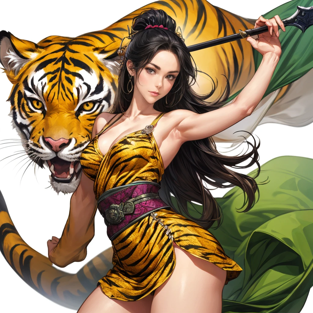 最high quality、high quality、best image quality、8K、最High resolution、High resolution、最high quality、masterpiece、RAW photo、whole photo、great atmosphere、(detailed face)、(fine hands、thumb１reference４)、(beauty of japan )、very nice face、beautiful face、((beautiful japanese girl))、(japanese woman), ((18 year old beautiful girl))、(glossy black hair)、(long straight hair)、(ponytail)、slim style、shiny skin、fair skin、beautiful skin、whole body、(Head-to-toe depiction)、realistic human skin、realistic human body structure、perfect body， perfect face， perfect hands， perfect fingers， perfect lips， perfect eyes，perfect teeth、perfect background round， soft natural light、Interior of a medieval European-style Western-style building、Interior decorated with artwork from the 1690s、 Interior of a 1600s mansion、Classic Bedroom、complex room、Classic interior、(metal that reflects light)、(mirror metal)、(mirror painted metal)、((mirror metallic(metal tiger armor))、((mirror metallic(metal tiger helm))
