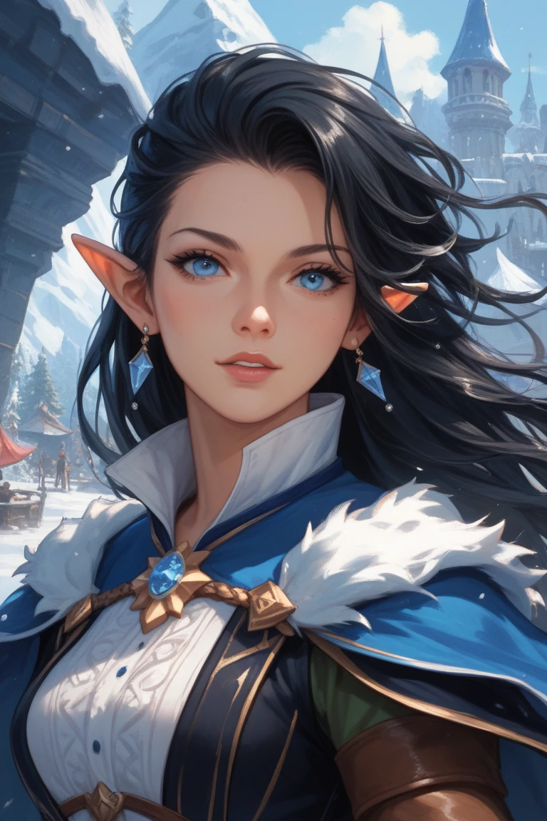 This is a realistic fantasy artwork taking place in a subzero cold winter lEtscape. Générer un majestueux, élégant, Et graceful Pocahontas elf in a magical world of stunning gilded roses with multicolors Et shimmering ice Paillettesing in the light. Her face is élégant Et middle-aged Et includes realistic shading, incredibly detailed Et distinct features, soft puffy Et kissable mouth, Et (Yeux réalistes). (Ses yeux sont importants) Et should be (beaux yeux détaillés avec des détails macro), détails réalistes, Et a shifting array of beautiful blue colors. Ses vêtements doivent être délicatement filés en apesanteur, aéré, Et expensive gossamer silk with delicate Et very subtle floral embroidery, (((beaucoup de couches chaudes))), Et a variety of complementary colors as well as lots of luxurious fur. Her breasts are subtle Et her clothing is very warm Et heavy. This image is incredibly creative Et emphasizes the beautiful detail of the gilded roses Et the pure snow on the ornate ice. Incluez de beaux flocons de neige détaillés, air glacial, Et magical doves. Inclure des cailloux, des pierres, bosses, Paillettes, Et iridescence. caméra: Utiliser des techniques de composition dynamique pour attirer le spectateur dans la scène. éclairage: Enhance the Paillettes of the snow Et ice Et emphasize the fantasy winter aspect of the image. Take inspiration from top masters of the genre Et trending Midjourney Et ArtStation art.