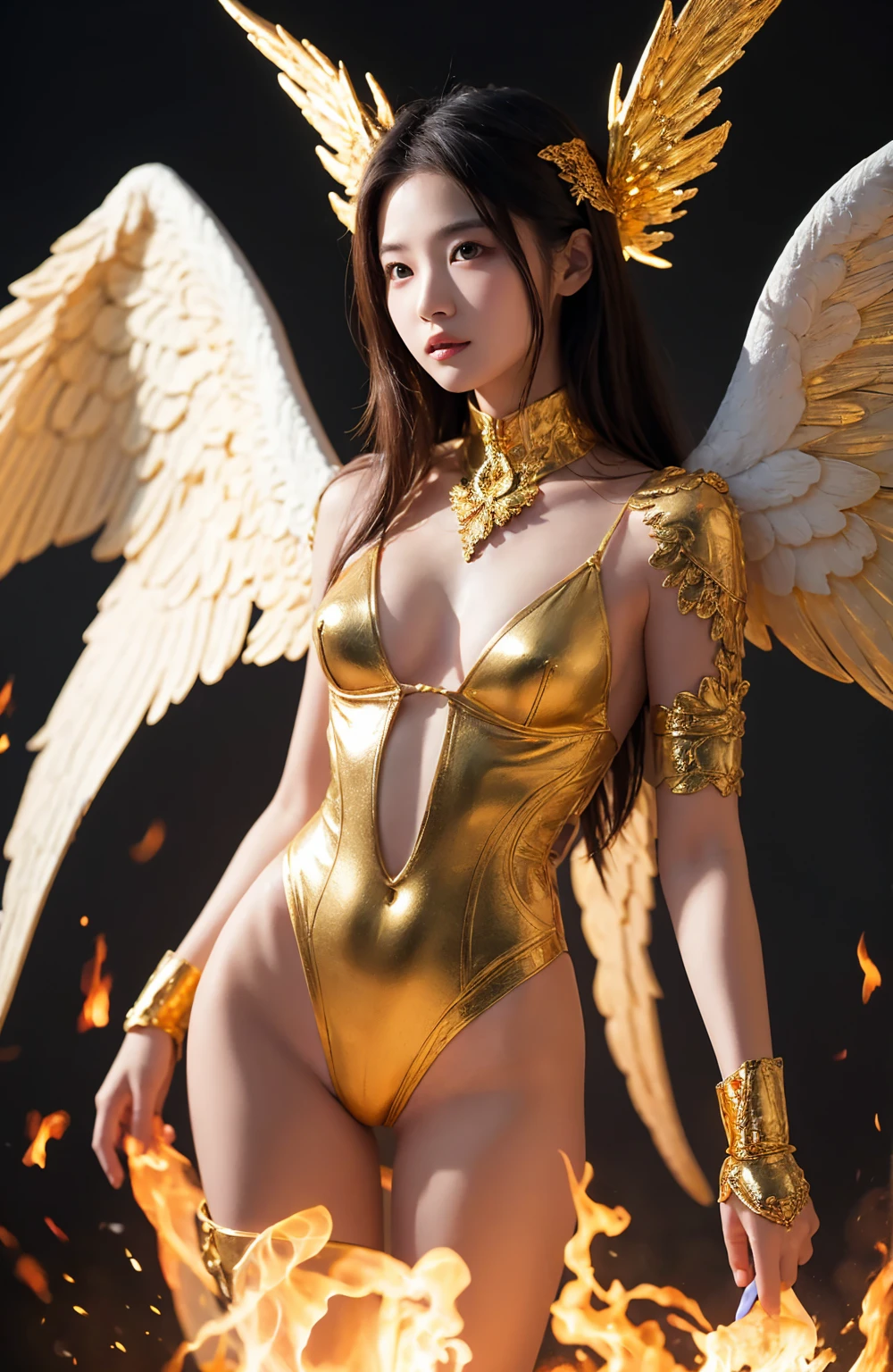 (highest quality、4K、High resolution、masterpiece: 1.2)、Very detailed、Genuine、Cowboy Shot、Bright colors、Studio Lighting、Sharp focus、Professional、(A beautiful 15 year old woman)、(super beautiful)、(Correct Anatomy)、(Perfect Professional Potion)、(Long eyelashes)、(Delicate and captivating eyes)、(Erotic and delicate lips)、(Her face is very detailed and clear.)、(Big Breasts)、(well-shaped breasts)、(Porcelain-like skin)、(Medium Hair)、(smile)、(Angel-inspired costume:1.45)、(A flashy fluorescent costume)、(top quality underwear)、(Top　Of　The　Top Idol)、(Singing and dancing on a stage with a luxurious concert set)、(Dancing vigorously and exposing panties)、(Feeling elevated、Are sexually aroused、reach sexual climax:1.6)、Hair moving violently、Top Idolグループの中心メンバー、Spotlight、looking at the camera、Dome Tour Final Performance、A packed house of fans、Avid Fan、