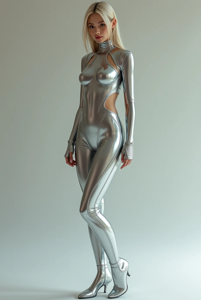 born, masterpiece, Ultra-thin photo, 最high quality, 超High resolution, Realistic, sunlight, Full body portrait, Very beautiful, Dynamic pose, Delicate face, bornきbornきとした目, (Side view), She uses the mechanism of a futuristic cyborg woman, (Brown eyes), ((Grey mesh color hair)))、 Futuristic Star Wars Background, high tech, Very detailed, Detailed face, Detailed, intricate and busy background, nice, milky, Very detailed肌, Realistic skin detail, Pores are visible, Sharp focus, Volume Mist, night, 8K Ultra HD, Digital single-lens reflex camera, high quality, Film Grain, Fair skin, Photorealism, Lomography, expanding metropolis in a futuristic dystopia, View from below, translucent、(Big eyes、Well-formed face)、Sexy、((Hold the super long sword))、,(Ultra-reflective silver latex bodysuit:1.3)、Leather boots Bob Papa 前髪 でか眉毛 Short Bob おButt erotic パイパンボブ 海苔カット 、Beautiful woman、Japanese、Korean Model、beautiful girl,Leather skirt,Leather boots,Bob Papa,短いBob Papa、Butt,Patsun,Patsun bangs,Thick eyebrows,Short Bob,Butt,erotic,Shaved Bob,Wakame-chan Cut,Knee-high boots,Blunt bangs,Bowl Cutの髪,enamel,Very short,Bowl Cut,Bob Hair,lipstick,Embarrassing,Realistic,Surreal,masterpiece, 最high quality,ultra-Familiar,super Familiar skin,Familiar,Perfect Anatomy、( 最high quality、8K、masterpiece: 1.1 )、Angelique is a very beautiful and cute girl.,Fine and beautiful eyes, Beautiful double eyelids,(Big eyes:1.3),, ((Grey mesh color hair)) Transparent bang,Sharp focus,Beautiful and exquisite face and eyes, (Ultra-shiny metallic pale blue full bodysuit:1.3),(Bodysuits only come in one color:Super metallic pale blue) ,Ultra tight fitting bodysuit ,(Ultra Reflective Bodysuit:1.3),walk,Small Nose,Small Mouth, A happy smile showing teeth,Are standing,Brown Hair,Beautiful legs,(最high quality:1.2),RAW Photos, High resolution, Perfect detail, Professional photography, Professional Lighting,Strong lighting in the Hijet bodysuit,Outdoor,Beautiful legs,Captivating smile,, (Ultra-reflective latex suit),Please put your feet up,Beautiful breasts,Disproportionate breasts、Protruding nipples、Beautiful people too、 sleeve、Very attractive、Smiling face
