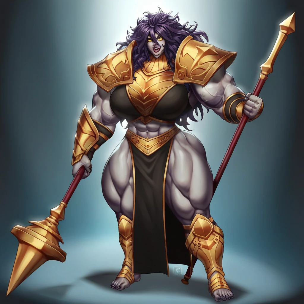 (High resolution, Pixels are perfect, luxurious illustration), (hyper quality, masutepiece, Ethereal: 1.4),(Solo:1.4), Black Dreadlocks, ((Long Dreadkocks)), (Yellow eyes), ((angry)), pale purple skin, Elf, (((((((Bulky))))))), ((thick thighs)), ((Huge breasts)), (((Woman))), ((((A MILF)))), (Black Mink Cloak), (((wide hips))), ((greybackground)), (Shiny skin), ((Overexposure))
