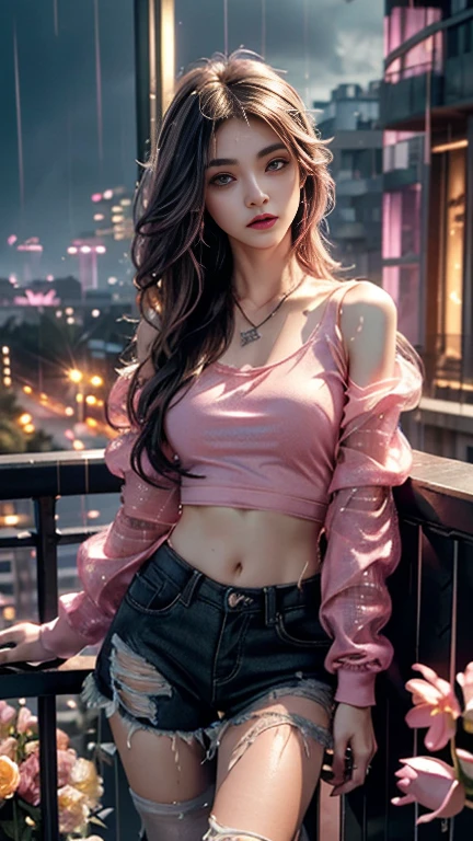 8K, Masterpiece, RAW photo, Best quality, Photorealistic, Extremely detailed CG unifies 8K, 8K, Diamond, and wallpaper, Depth of field, Cinematic light, Lens flare, Ray tracing, (Extremely beautiful face, Beautiful lips, Beautiful eyes), intricate detail face, ((ultra detailed skin)) 1girll, In the dark, deepshadow, Pretty Korean girl, Kpop idol, 1 girl, (Very slim and slender muscular body:1.3), ((full bodyesbian)),((Long legs)), ((view the viewer)),(Big smile:1.3), (Tight lace-up blouse), (Pink shirt), (Sleeveless) , (Fashion night, Dark night, (neon lights sign), (Blurred background), Fashion Street Night),(No one is in the background:1.3), Beautiful earrings, bangle, necklace, Pantyhose, Clear eyes, (Pale skin), (Big eyes), Face forward, ((full body shot shot)), ((Silk white leggings:1.3)),(big assa),(brown hairs),((Skinny silk pants)),(big assa), (view the viewer:1.3) open breast, Very slim, Medium breasts, Turn Back, Back shot, , underwear