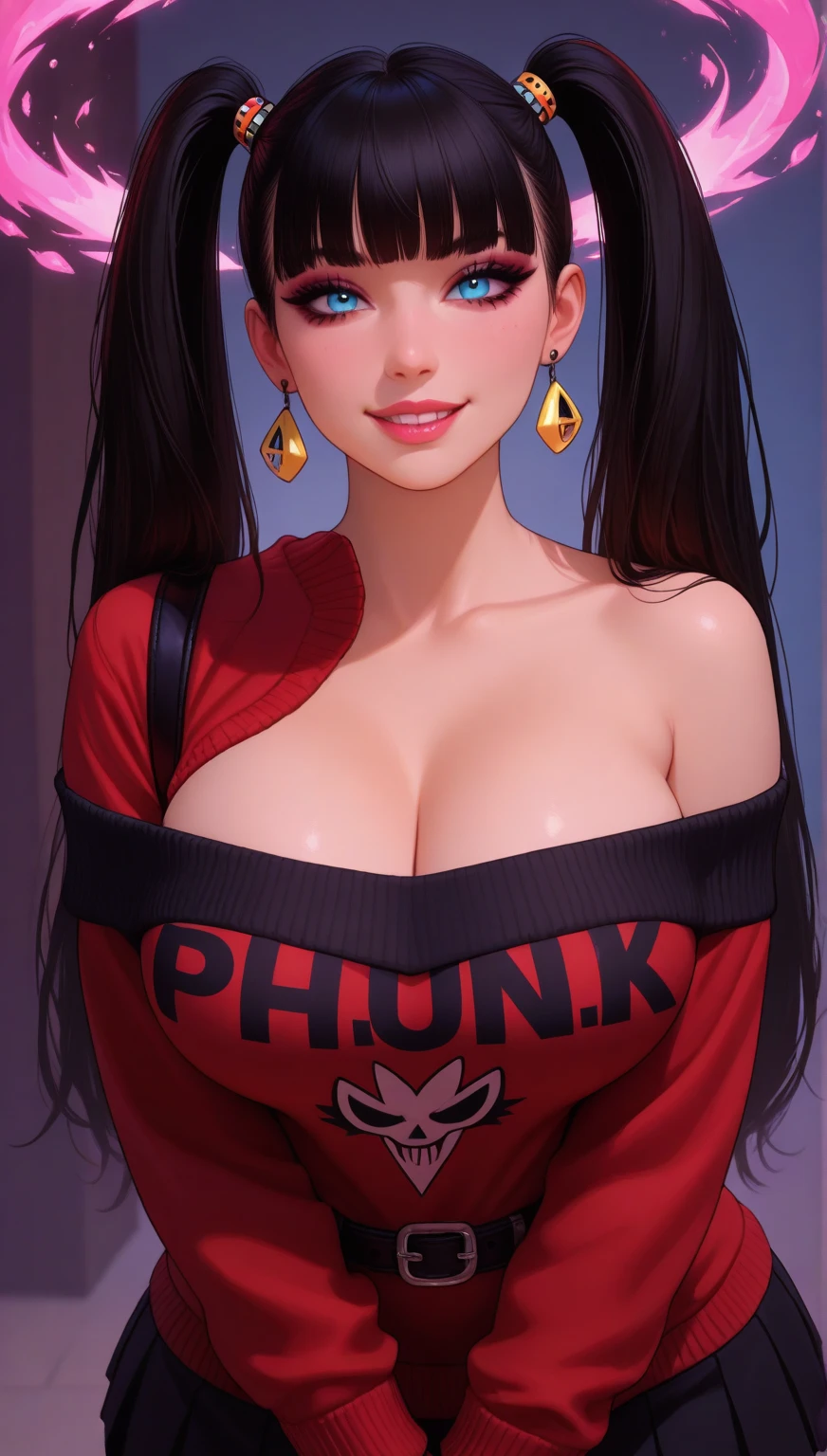 4K, A high resolution, Best quality at best, masterpiece, perfect colors, perfect shadow, perfect litthing, ((sportrait)), 1woman, fit body, heterochromia eyes，dark blue hair , blue eyes, With round lenses, The audience watched carefully, (s face: 1.2), Perfect female figure, ((dynamic pose)), ((green and yellow Tight crop top green and yellow leather suit)), ((shy and looking at viewert)), (Perfect thick white eyebrows) Delicate fur, 详细s face, s the perfect face,  , (dynamic pose), big breast, open half breast