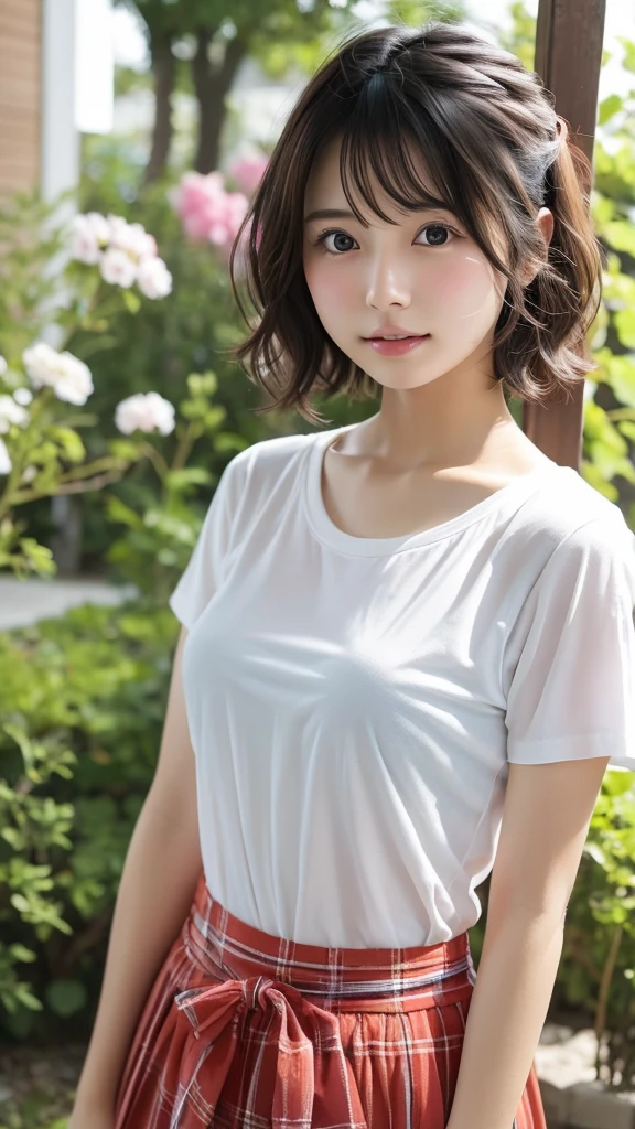 neat college girl、petite person、(Long white silk camisole、white panties)、Outside the field、(Slimed、small tit、flat boobs、small boobs)、Photorealsitic、detaileds, Skin texture, ultra-detailliert、Delicate and sexy collarbone、a smile、Super detailed face、detailed lips、A detailed eye、二重まぶた、10years old girl、((Nipple bumps、Wet White Sheer Camisole))