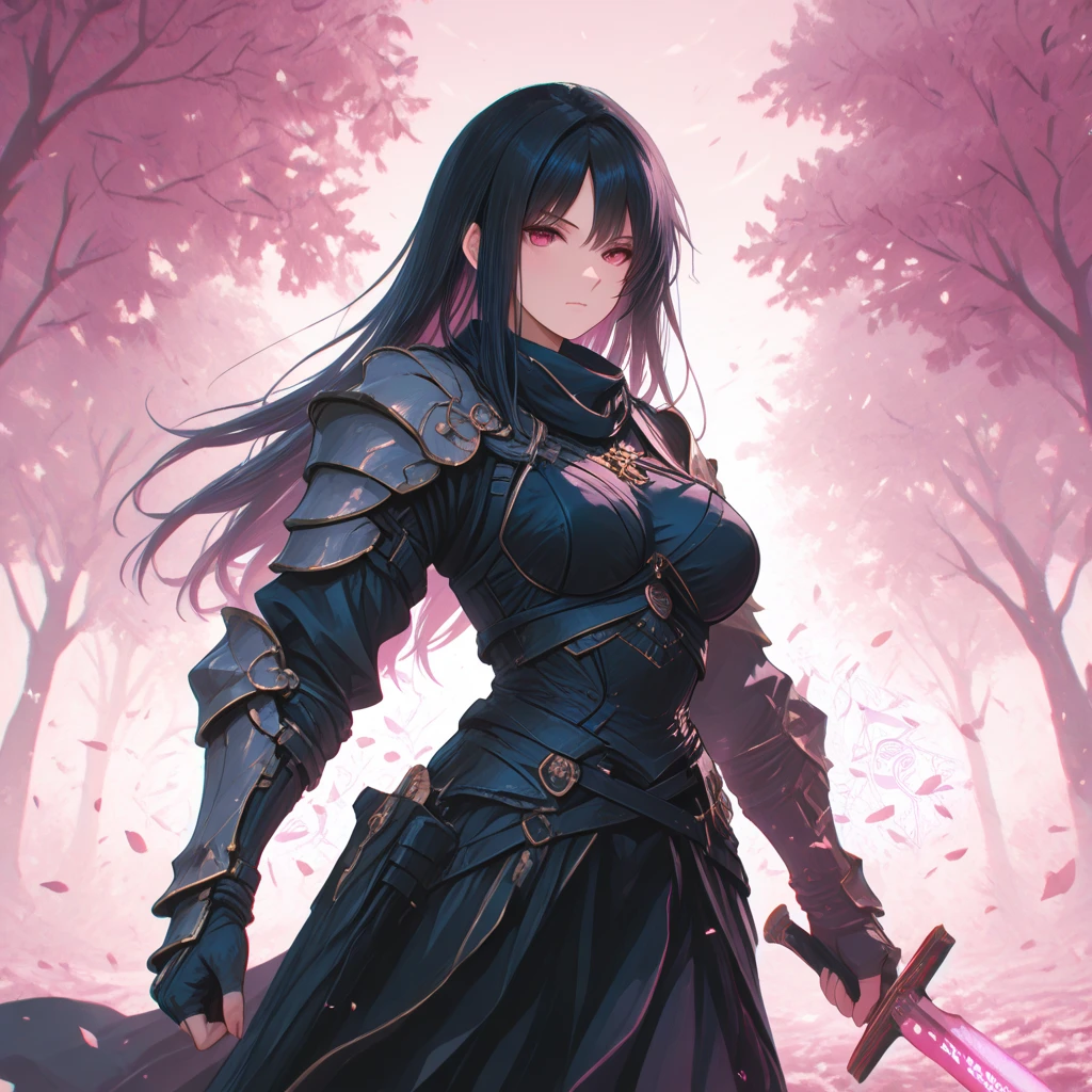 (Best Quality), Dark Fantasy, Big sword, magical little girl, Gothic, Twin-tailed, Realistic, ultra-detailliert, High Definition, Anime,