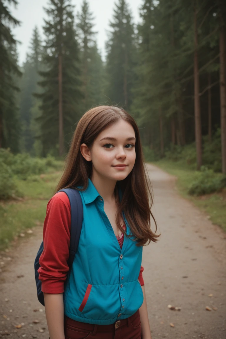 ((best quality)), ((masterpiece)), (detailed), The Ukrainian girl with the perfect face sits among the fallen trees in the forest,Eye-catching brown hair and charming blue eyes。She's wearing a T-shirt and denim shorts,Show slenderness,Exudes irresistible charm。This photo was taken in a forest environment,Full of vivid details and interplay of light and shadow,Highlight her charm。hair blowing in the wind,Tied with a ponytail,The depth of field effect makes the camera focus on her front profile。There is a small mole under the corner of the left eye,There are dimples on the face,The sun shines through the trees,Bring her warm light。surrounded by dense trees。
Perfectly proportioned figure,It was perfect。