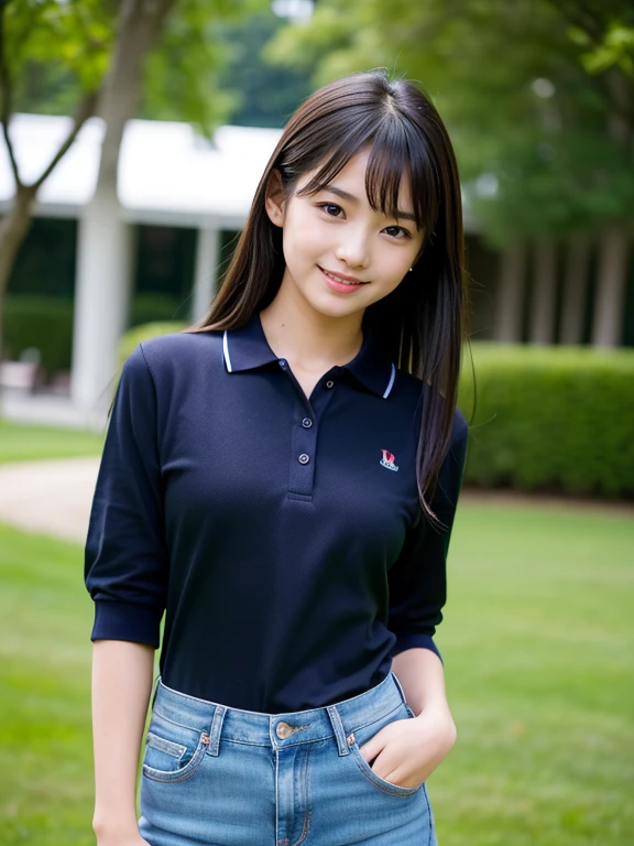 (Realistic、Like a photograph、Live Action、8K, Realistic, RAW Photos, Best image quality: 1.4), Single-lens reflex camera、RAW Photos, Highest quality, Realistic, Very detailed CG Unity 8K wall paper, Written boundary depth, Cinematic Light, Lens flare, Ray Tracing, Realistic background、((high school girl:1.4、A tight polo shirt that expresses the roundness and softness of the chest area:1.3、Uniform skirt:1.3)、(huge Breasts:1.3)、Sports bag slung across the shoulder、The straps of the bag pass between the chest)、((Ultra-Dense Skin))、 1 female, cute high school girl、((Girls cheering in the schoolyard、support、(whole body:1.5)、Smiling at school))、Pink inner color hair、short hair:1.2、tie your hair with a hair clip、I like that style、stylish、Very detailed、Pay attention to the details、Perfect outfit、(Sunburned skin)、Beautiful legs:1.1,front