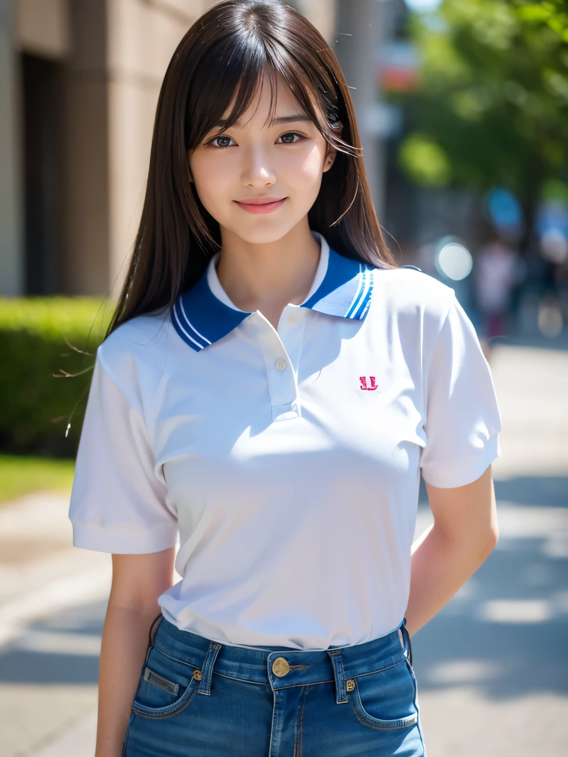 One incredibly cute girl,Super cute old girl、White skin、(Wearing a sailor uniform)、 Professional Lighting、simple back ground,Upper Body,close,smile,, (8k, RAW Photos, highest quality, masterpiece:1.2),(Realistic, photo-Realistic:1.37),Pull up your skirt、Panties are visible、