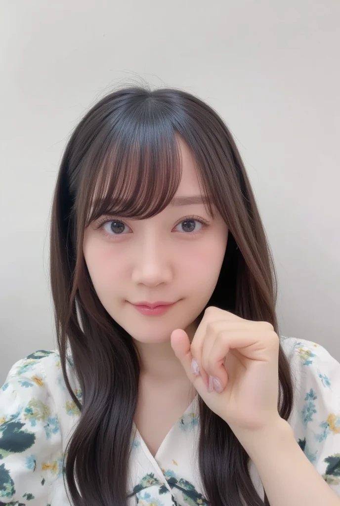 Super detailed,Highest quality,One high school girl,Wearing a girly white blouse,Looking at this,Posing for a photo,The background is blurred