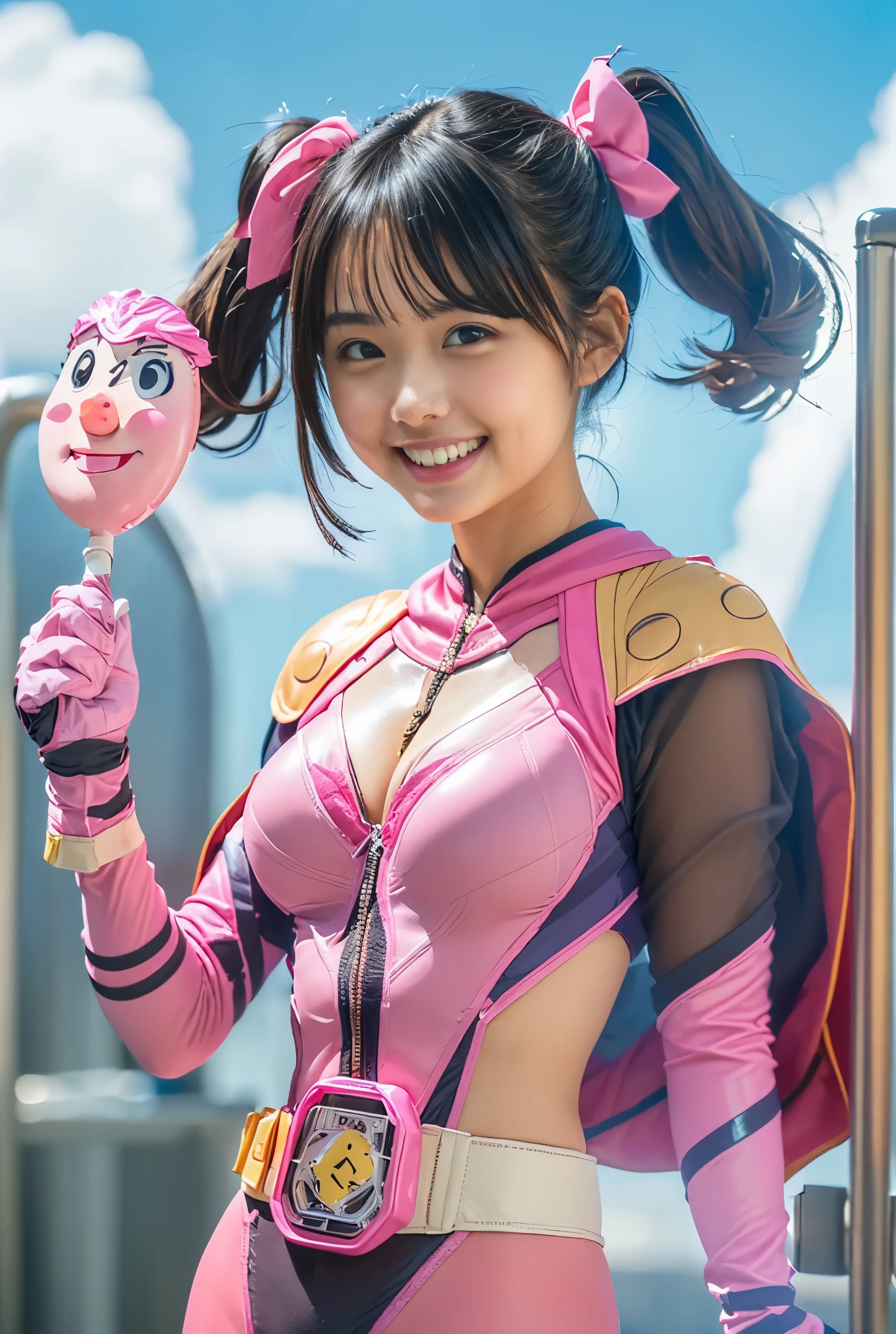 8K,hightquality,masterpiece,1girll, SOLO, purple eyes, brown hair, seven deadly sins, diane, tongue, ((one eye closed)), tongue_out, gloves, blush, fingerless gloves, twintails, looking at viewer, long hair, ;p, :p, smile, close-up