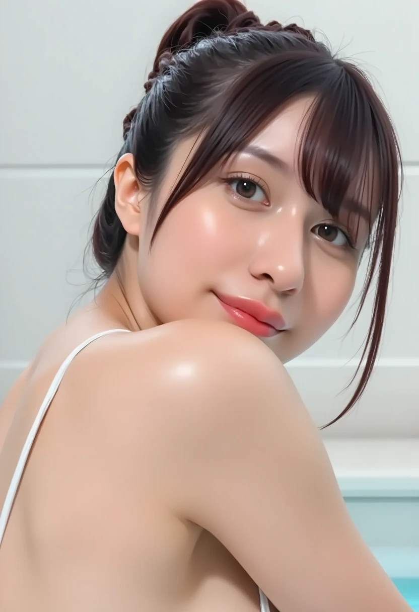 (((Taking a shower at home:1.7))),night,(((flannel:1,7))),(((Cover your breasts with a towel:1.7))),(((night間照明:1.3))),(((Covered with soap suds:1.7))),(((Emphasize movement with the motion blur effect:1.7))),Chest slip,Blushing、Laugh shyly,Chubby,(Beautiful mature adult woman),(Flower Hair Ornaments,Floral braided top knot,Twisted Side Part Ponytail,Floral knit headband,Half Up、Floral braided space buns,Voluminous fishtail braid,Twisted pan,),(The bangs are see-through),(((Accentuate your breasts:1.3))),(Dynamic Angle),(Dynamic and sexy pose),(Leaning forward:1.3),(((Majestic statue))),(((hairpin,necklace,Earrings))),huge ,blush with embarrassment,Dreamy eyes,A smile that captivates the viewer,Sweaty skin,Staring at the audience,Upper body naked,48 years old ,Upper body naked,Clothing gets messy due to movement,Pointed red mouth,Perfect round face,,Proper body balance,Intricate details,Very delicate and beautiful hair,Photo Real,dream-like,Professional Lighting,Realistic Shadows,Focus Only,Beautiful Hands,Beautiful fingers,Detailed characteristics of the fingers,Detailed clothing features,Detailed hair features,Detailed facial features,(Tabletop,Highest quality,Ultra-high resolution output images,) ,(8K quality,),(SeaArt 2 Mode.1),(Picture Mode Ultra HD,)