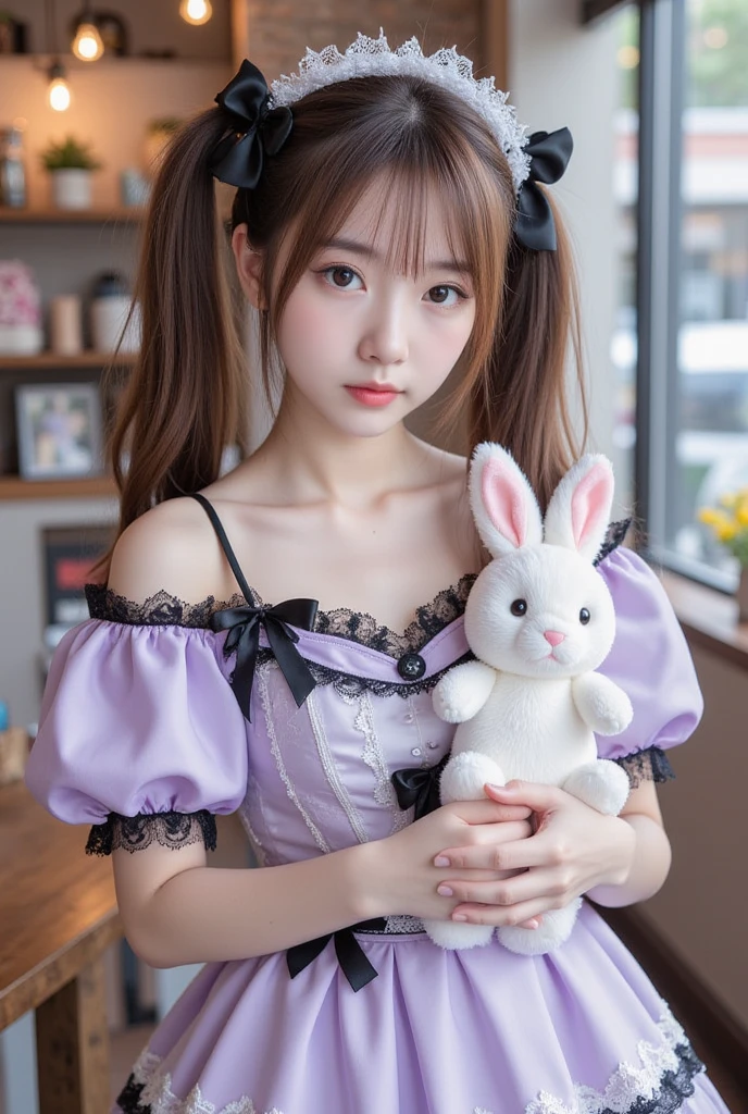 ((Highest quality)),(Ultra-high resolution),(Very detailed),(Detailed Description),((The best CG)),(masterpiece),Very detailedなアート、Whitening 1.5、(((Whitening 1.5)))、(((Small breasts 1.2)))、(((pink and black lace dress 1.5)))、hair ornaments、Twin Tail Hairstyle 1.0、Glitter Necklace、Ultimate Beauty 1.5、(((Black Hair 1.5)))、Gentle smile 1.2、(((Surrounded by countless stuffed animals 1.5)))