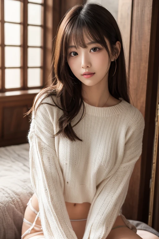SLE, mksks-style, Top quality, Masterpiece, Detailed background, Dark and old Japan room, very detailed, Intricate and detailed face, Long eyelashes, Detailed eyes, (Adult female, standing: 1.1), (Shortcut: 1.3), (Thigh thick: 1.0), (Big: 1.3), (White background: 1.3),
(Solo: 1.3), (Red Eyes: 1.3), (Black Hair and Brown Mesh: 1.2), (Tousled Hair: 1.1), (Red Collar: 1.2), (Thick Lips, Pink Lips: 1.3), (Pink Eyeshadow: 1.2), (Moisturized Eyes), (Rope All Over Body: 1.3), Squatting on the Floor, Open Legs, Glaring at the Camera, Mouth Wide Open, Cheeks Stained Red, Blonde Dog Eater Crawling on all fours, full body, sexy sweater