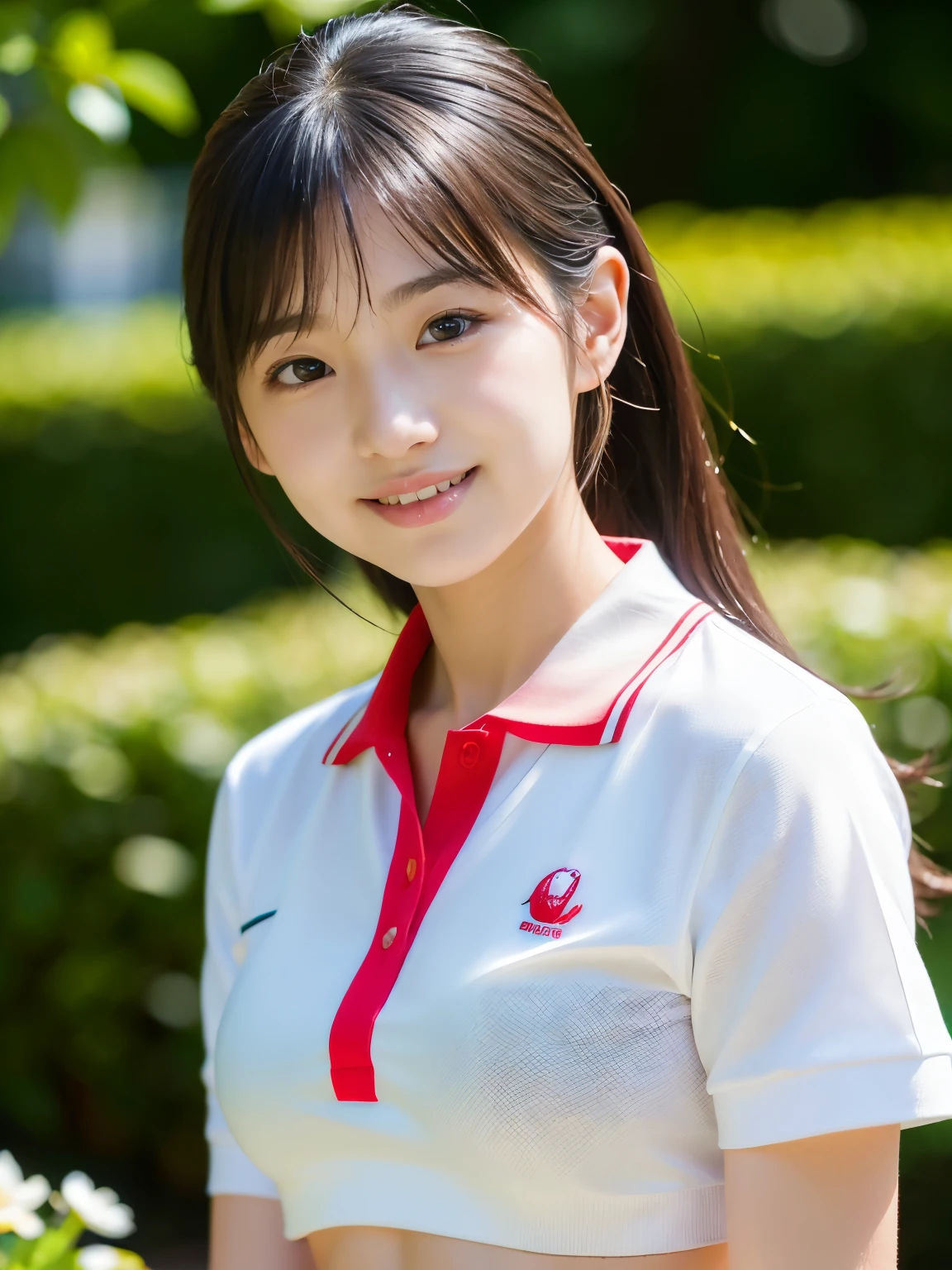 (1. Female), (The best quality at its best:1.4), (Super detailed), (Very detailed CG unified 16k), Beautiful woman with perfect figure: 1.4, Sharp focus: 1.2, Very detailed, High-quality RAW color photos, Professional photography, Great face and eyes, cosmetics, (Amazingly beautiful girl), ((Asuka)), ((Polo shirt, Pleated mini skirt)), Are standing, Sexy posture，(Golf course:1.3), (View from below), Realistic movie faces, Wide zoomed out view of head to foot length, Full body long view, Realistic, ((Realistic natural orange red hairstyle, Realistic blue eyes)), ( Short Bob Hair:1.5), (necklace:1.5)、, Very beautiful face, Perfect model beauty, Mouth swelling, Highly detailed face and skin texture, Fine grain, double eyelid, Medium chest, smile, Crack, west, (masterpiece), highest quality, High resolution, Very detailed, Blurred Background, Depth of written boundary, Cinema Lighting, Great legs, , Clear, well-maintained skin, (((Women make up the majority of the photo)))