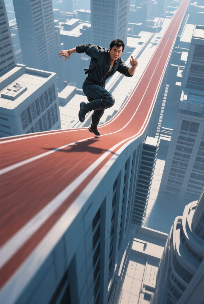 Run down the slope of Jackie Chan Building